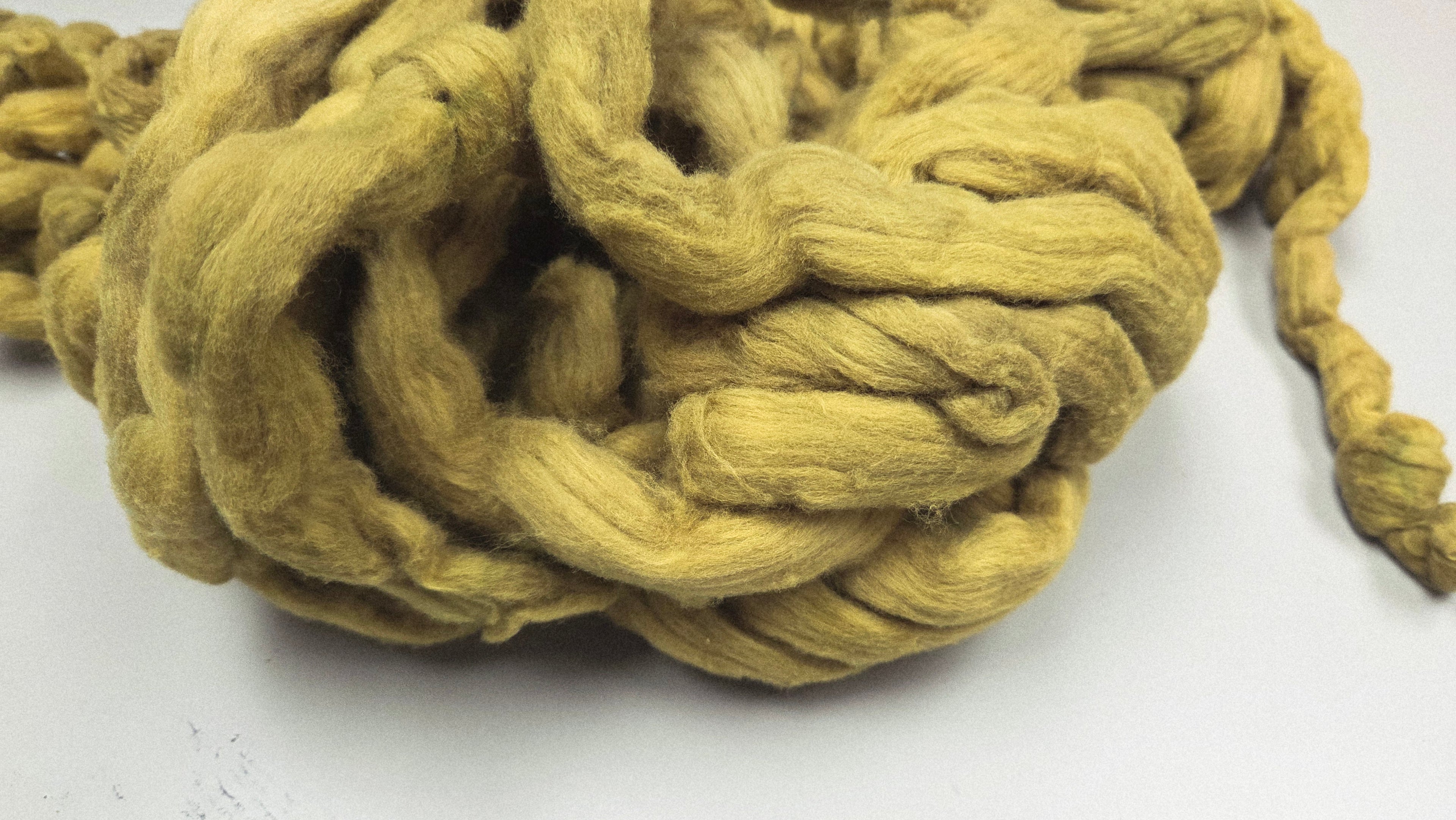 Cotton, 1/2 oz (0.5 ounce) Dyed Conventional Cotton Sliver, Small Batch Studio Dyed (Khaki M)