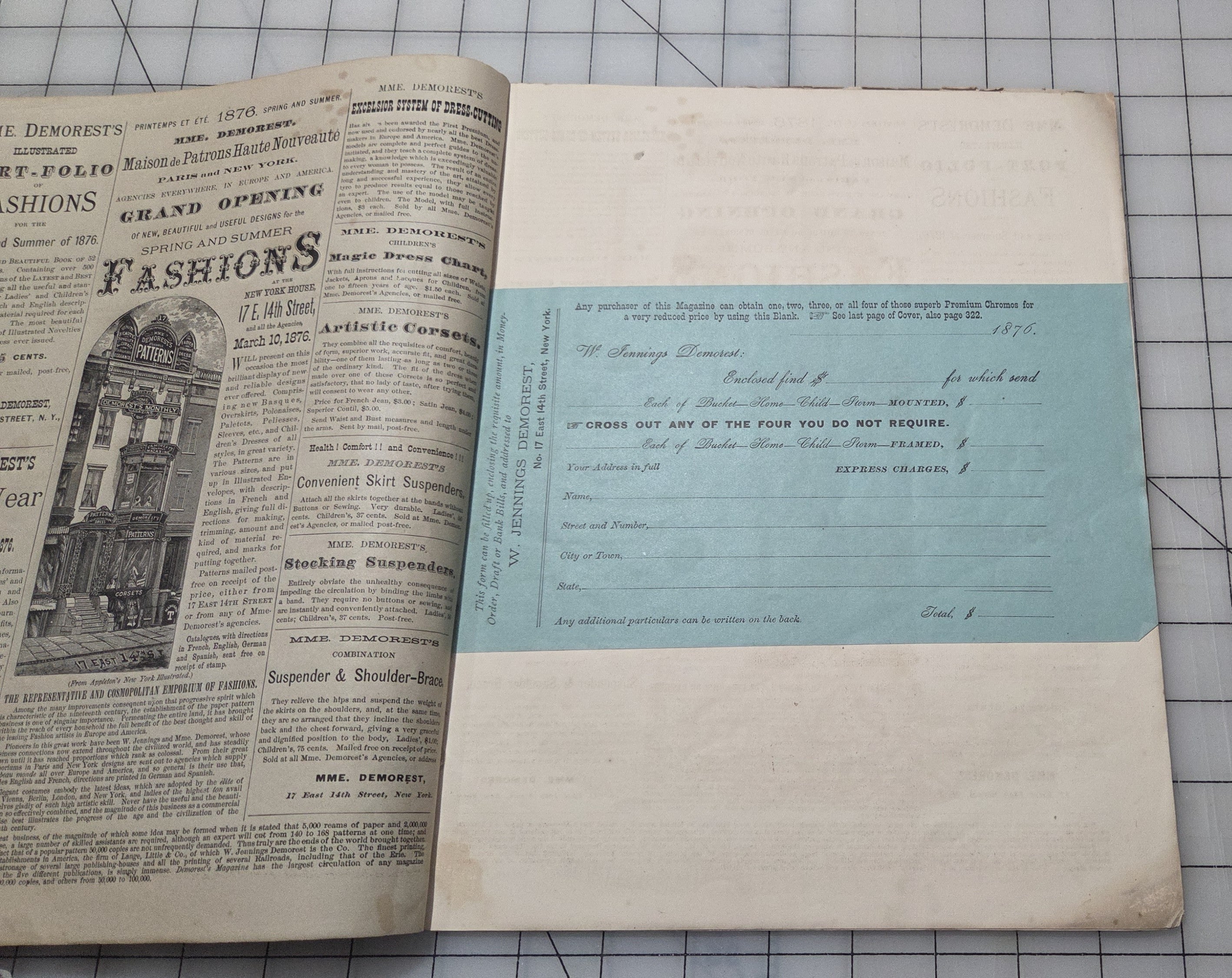 Demorest's Mirror of Fashion 1876 June Stories, Gowns, Painted Plates Original