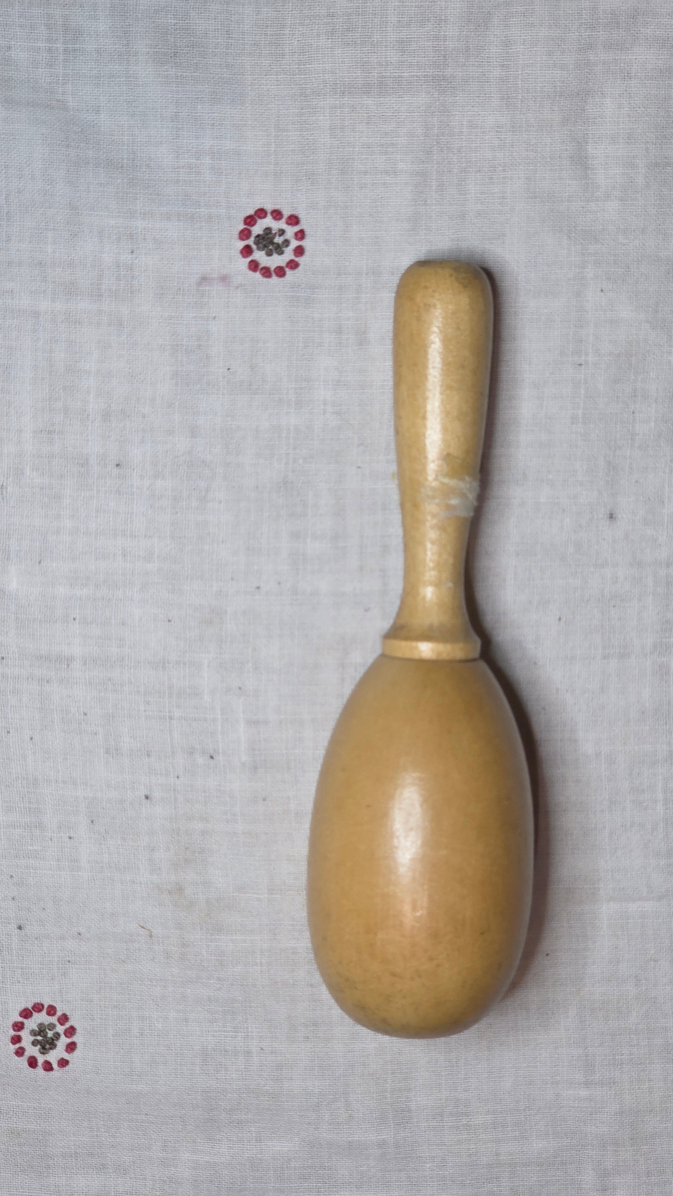 Darning Sock Egg Vintage Wood Oval Tan 6" Length