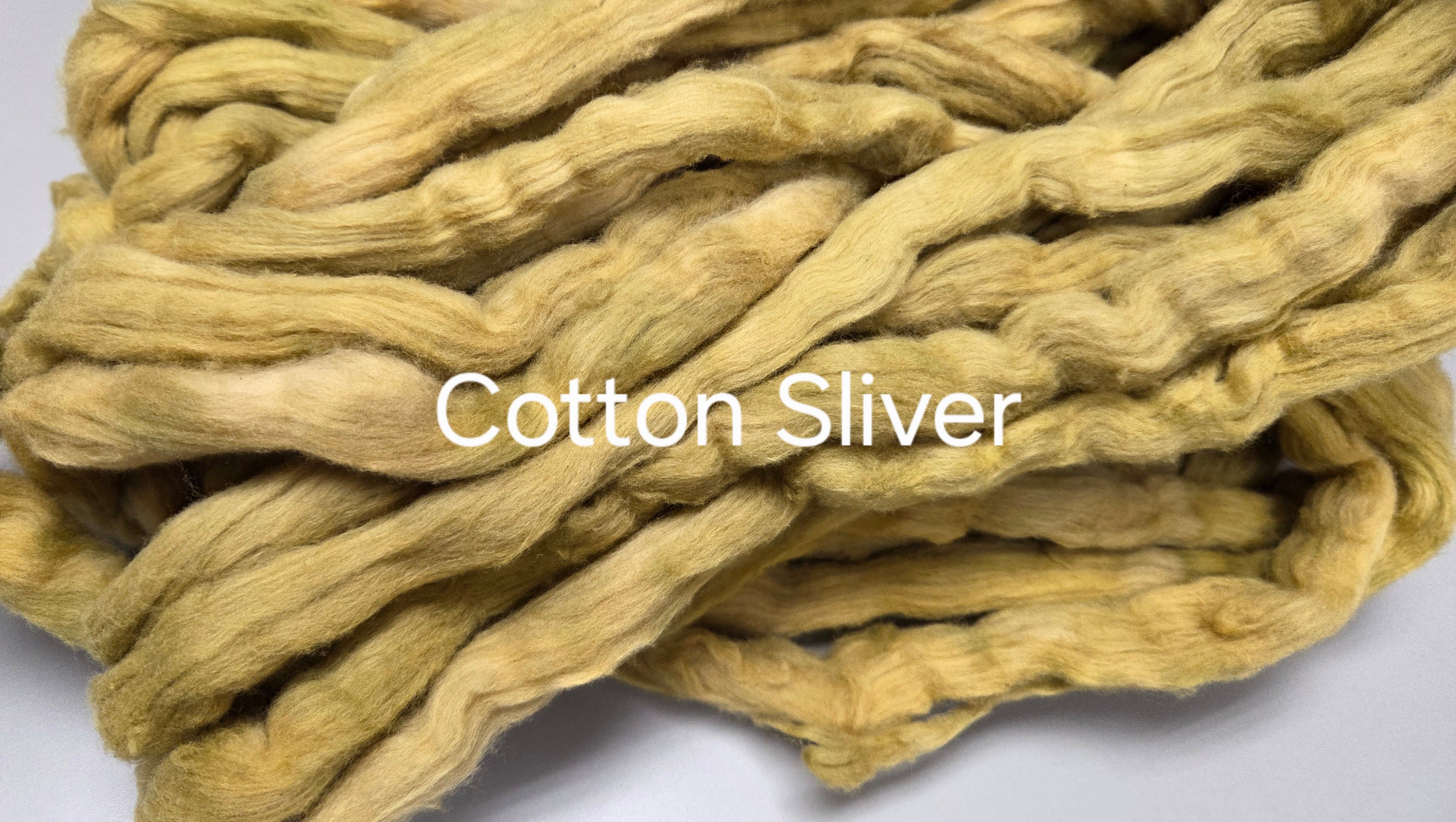 Cotton, 1/2 oz (0.5 ounce) Dyed Conventional Cotton Sliver, Small Batch Studio Dyed (Khaki M2)