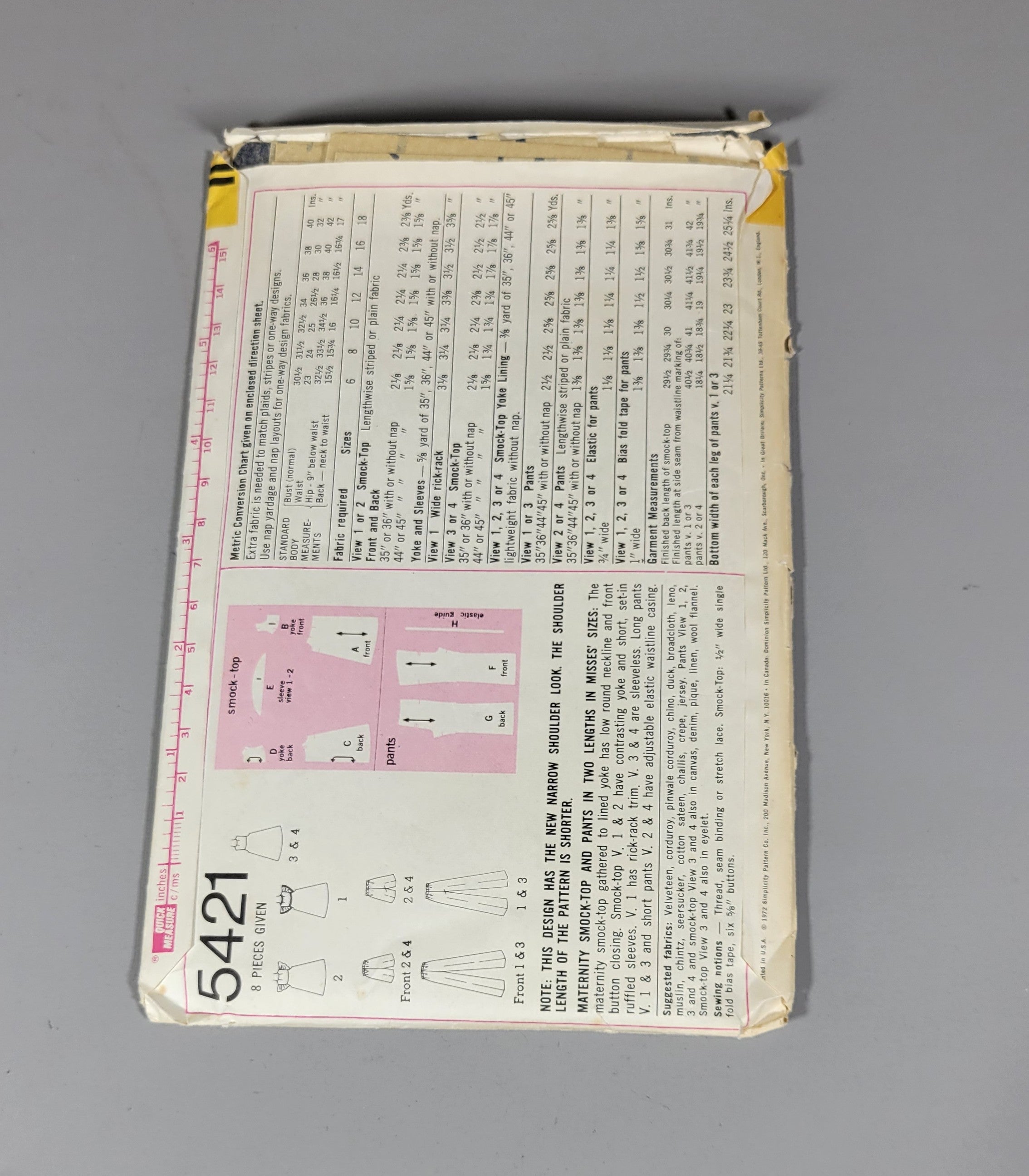 Simplicity Patterns 5421, ca 1972.