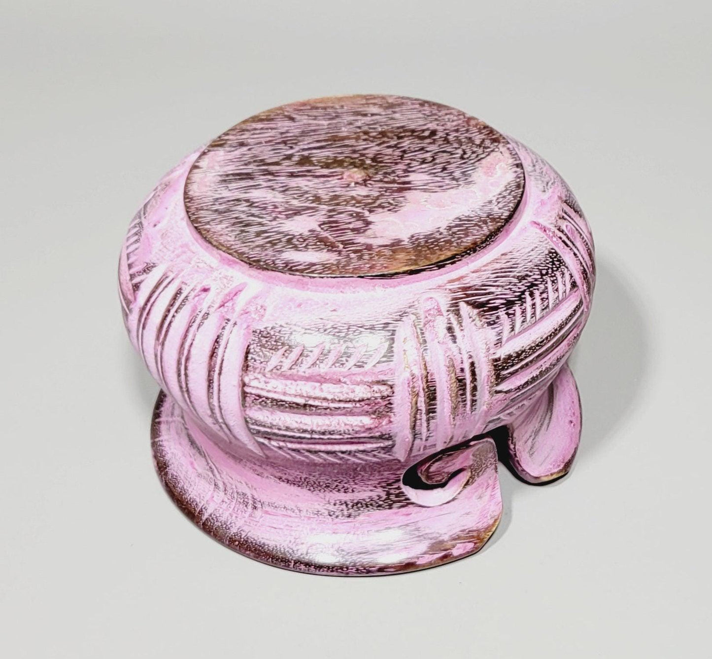 Yarn Bowls Pink Hand Carved from Reclaimed Mango Wood
