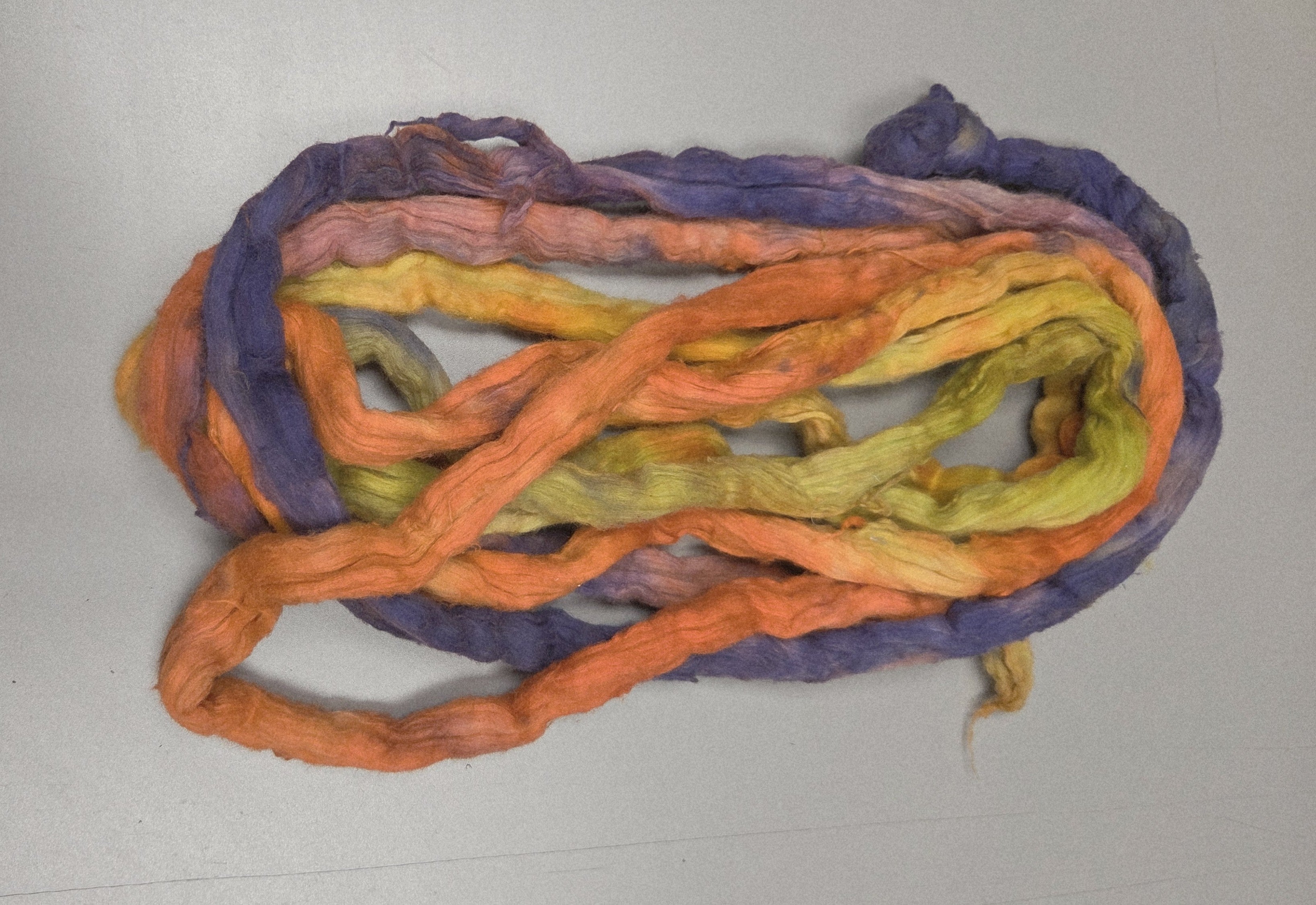 Cotton, 1/2 oz (0.5 ounce) Dyed Conventional Cotton Sliver, Small Batch Studio Dyed (Rainbow)