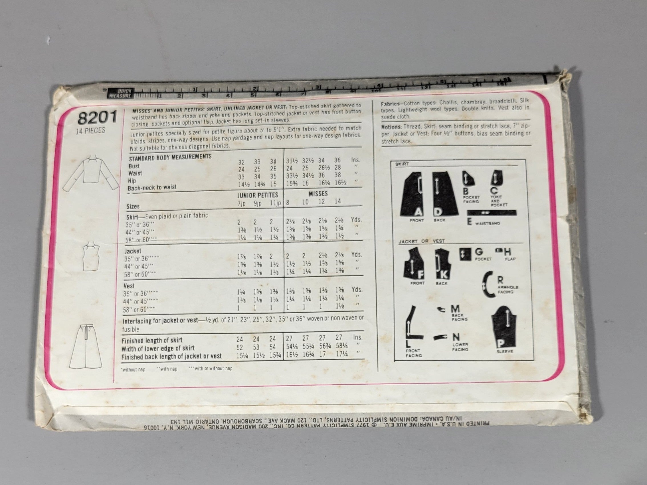 Simplicity 8201 Pattern, ca 1977. Size 12
