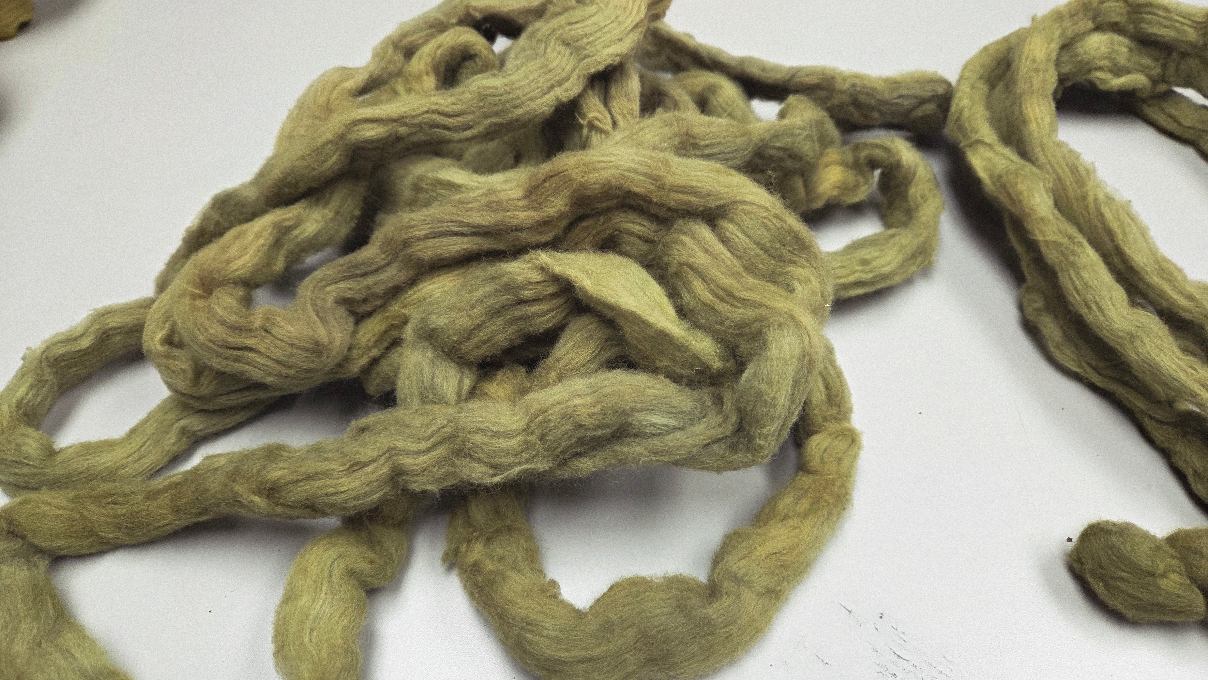 Cotton, 1/2 oz (0.5 ounce) Dyed Conventional Cotton Sliver, Small Batch Studio Dyed (Khaki D)