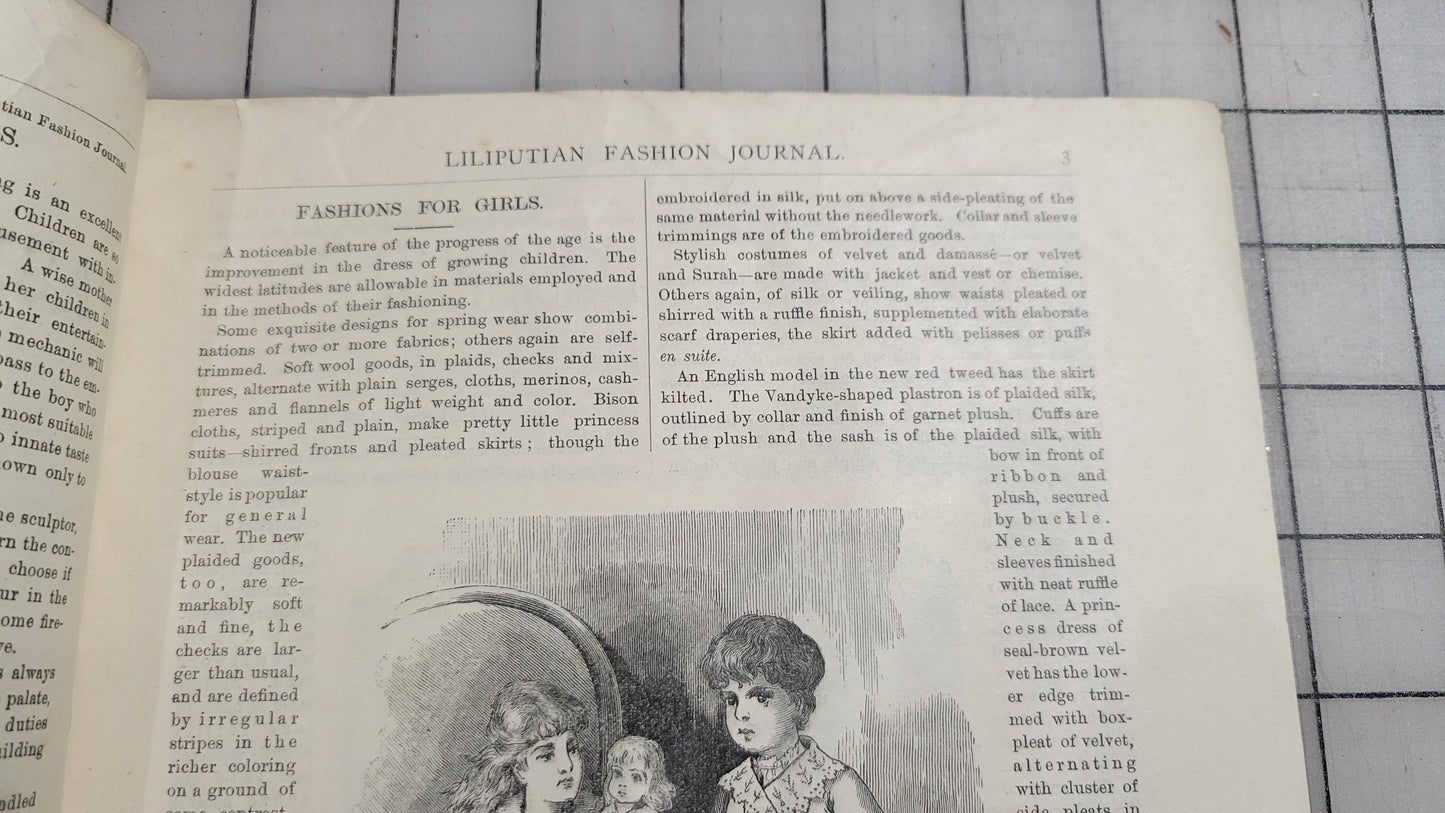 1884 Liliputian Fashion Journal Mothers Help Girls April Catalog Victorian