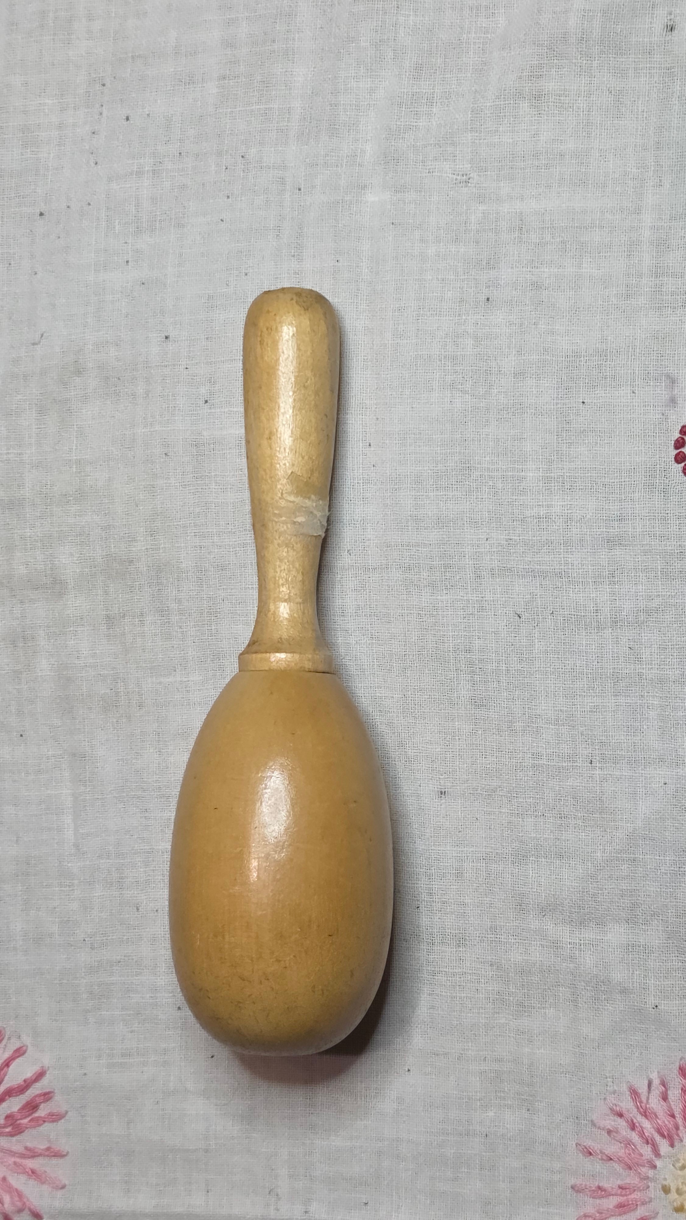 Darning Sock Egg Vintage Wood Oval Tan 6" Length