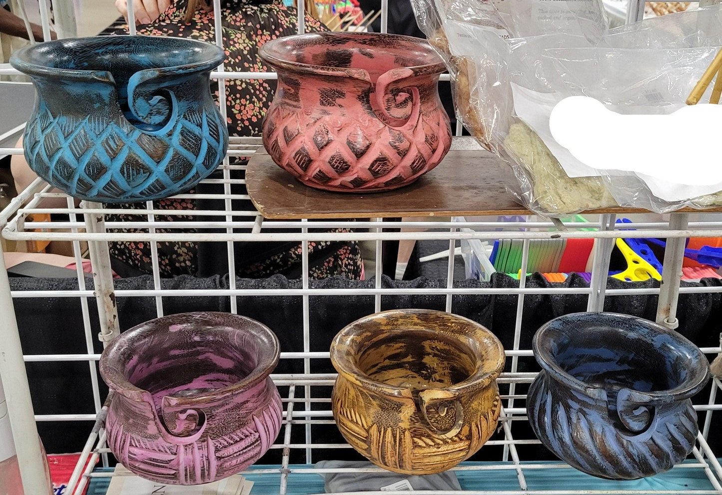 Yarn Bowls Pink Hand Carved from Reclaimed Mango Wood