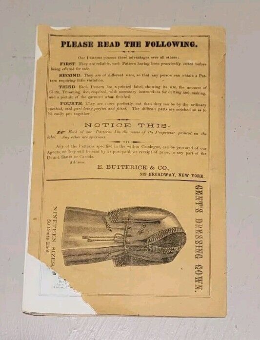 1870 Butterick Original Catalogue of Fashion Patterns for Winter Dress, Child