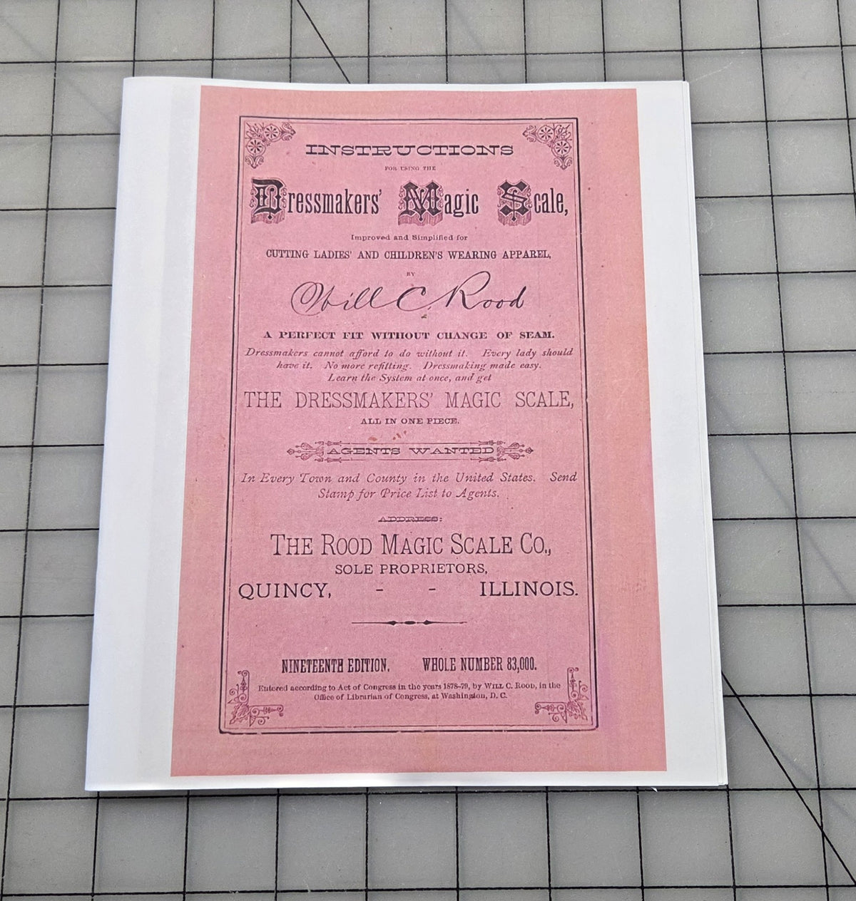 1887, Instructions for Using the Dressmakers' Magic Scale. Improved and Simplified for Cutting Ladies' and Children's Wearing Apparel. 19th Edition - REPRINT