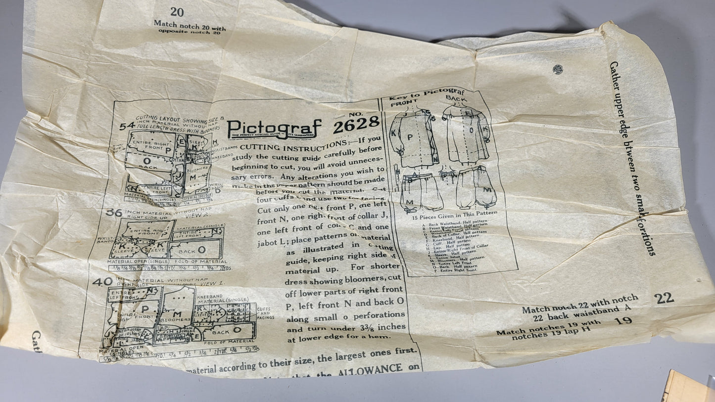 Pictorial Review Pattern 2628. Child's dress and bloomer.