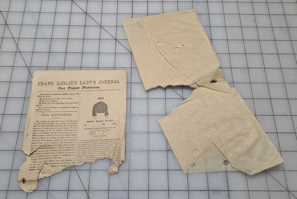 Frank Leslie's Lady's Cut Paper Pattern #400 1870s Miss Plain Waist Original