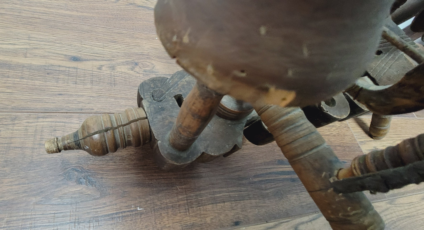 Antique Anatolian Charkha Table Top Spinning Wheel Wood Tool for Cotton