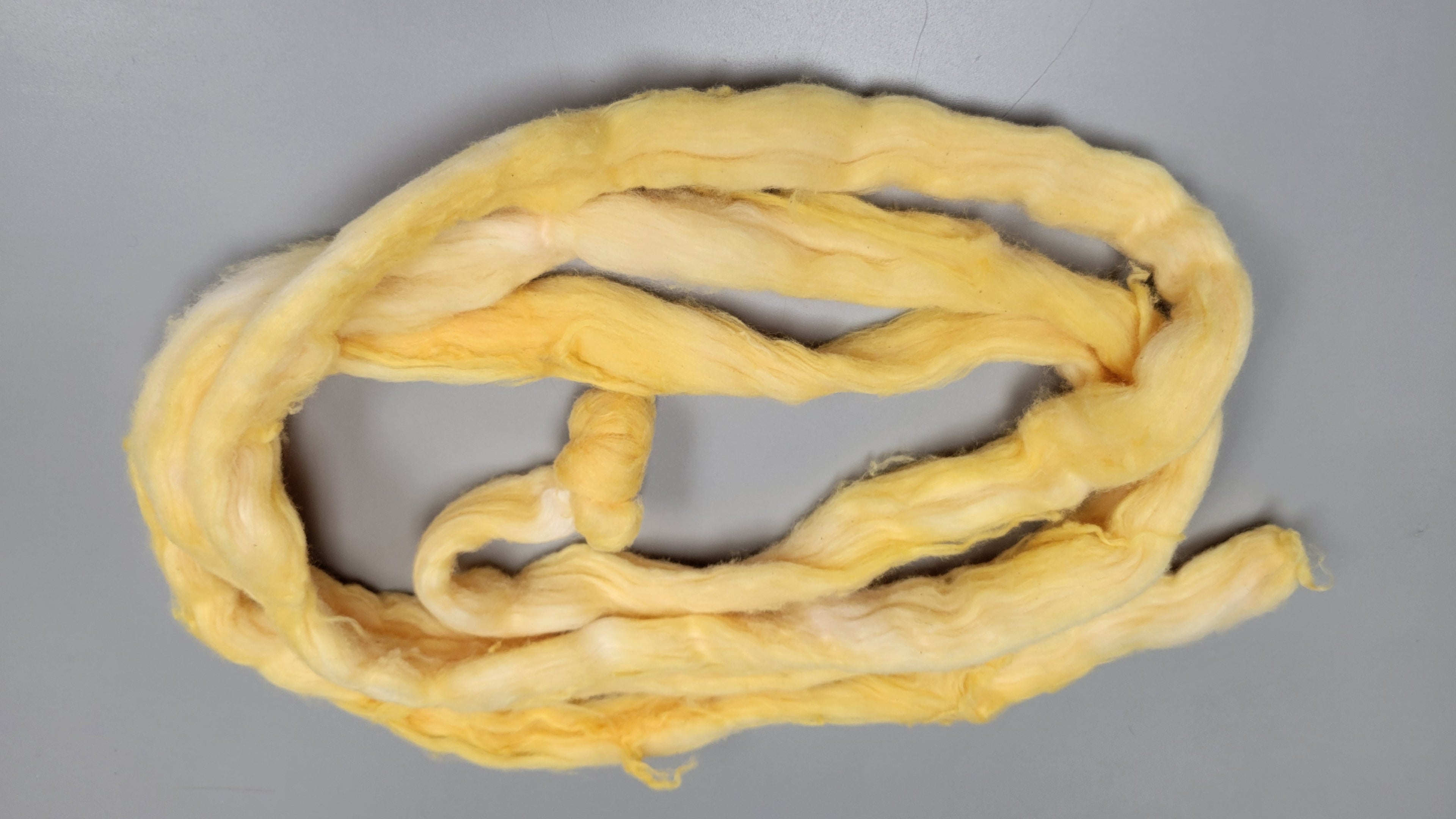 Cotton, 1/2 oz (0.5 ounce) Dyed Conventional Cotton Sliver, Small Batch Studio Dyed (Yellow 7-25)