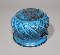 Yarn Bowls Blue Hand Carved from Reclaimed Mango Wood
