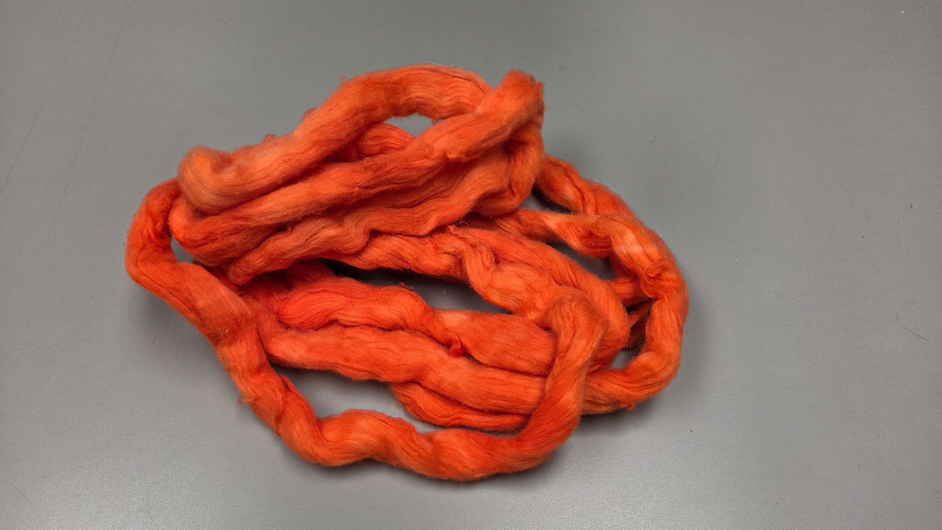 Cotton, 1/2 oz (0.5 ounce) Dyed Conventional Cotton Sliver, Small Batch Studio Dyed (Orange)