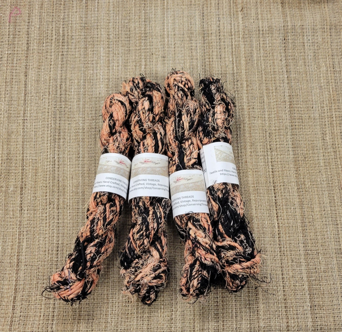 Linen Reclaimed Yarn. Skein Bundle. Set 4 Skeins. Hand-Spun Fibers Upcycled. Art Yarn