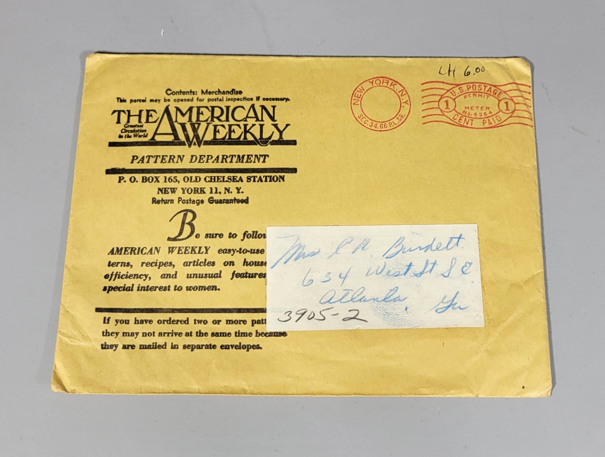 The American Weekly - Mail Order Pattern, #3905 Size 2.