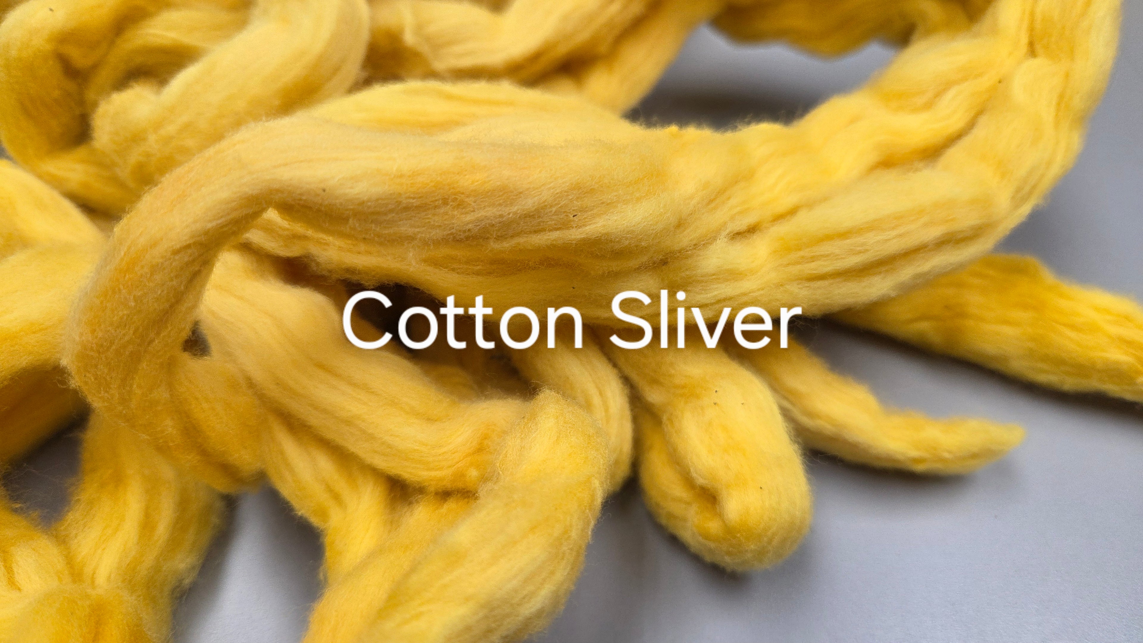 Cotton, 1/2 oz (0.5 ounce) Dyed Conventional Cotton Sliver, Small Batch Studio Dyed (Gold)