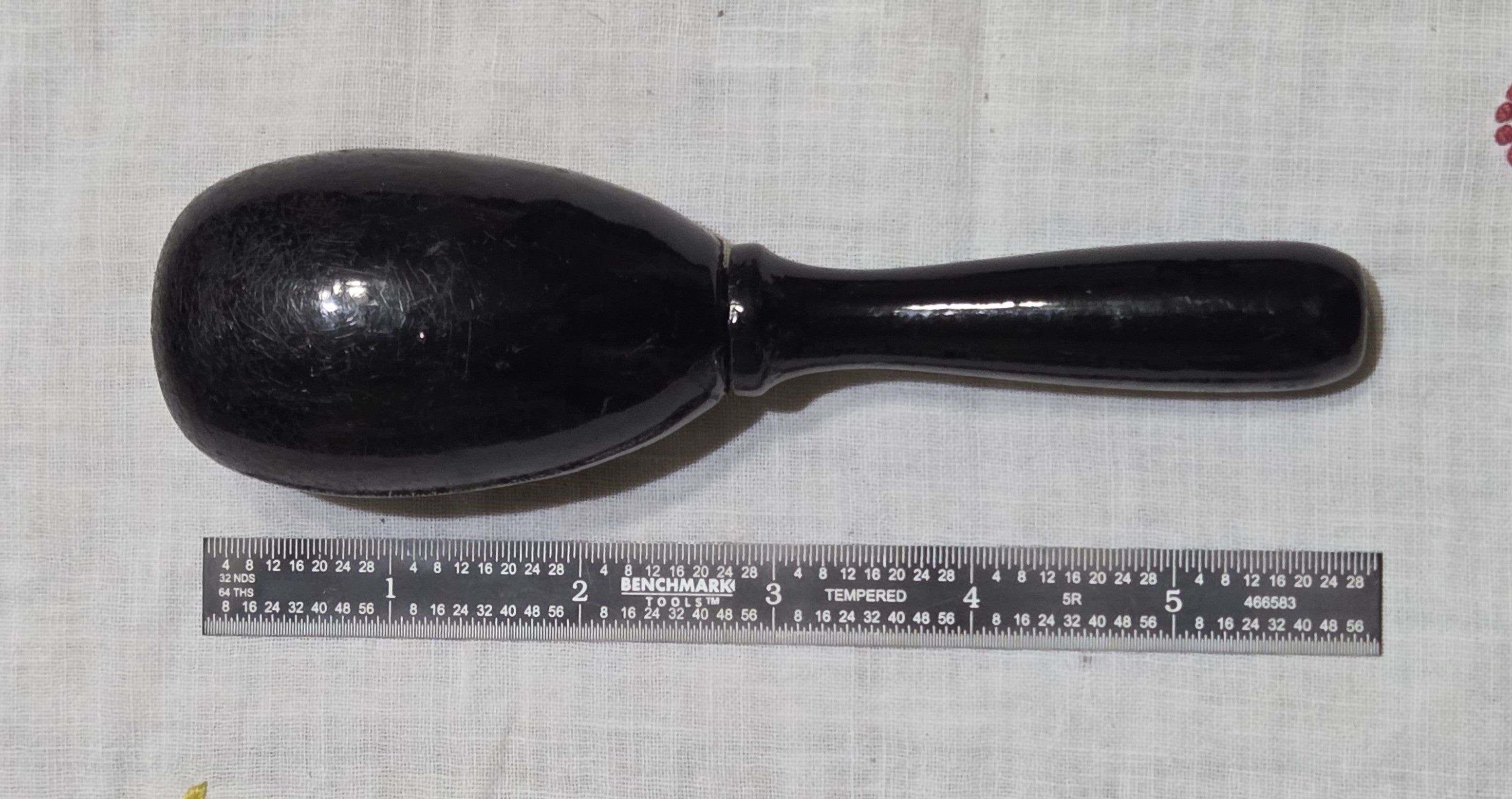 Darning Sock Egg Vintage Wood Oval Black 6" Length