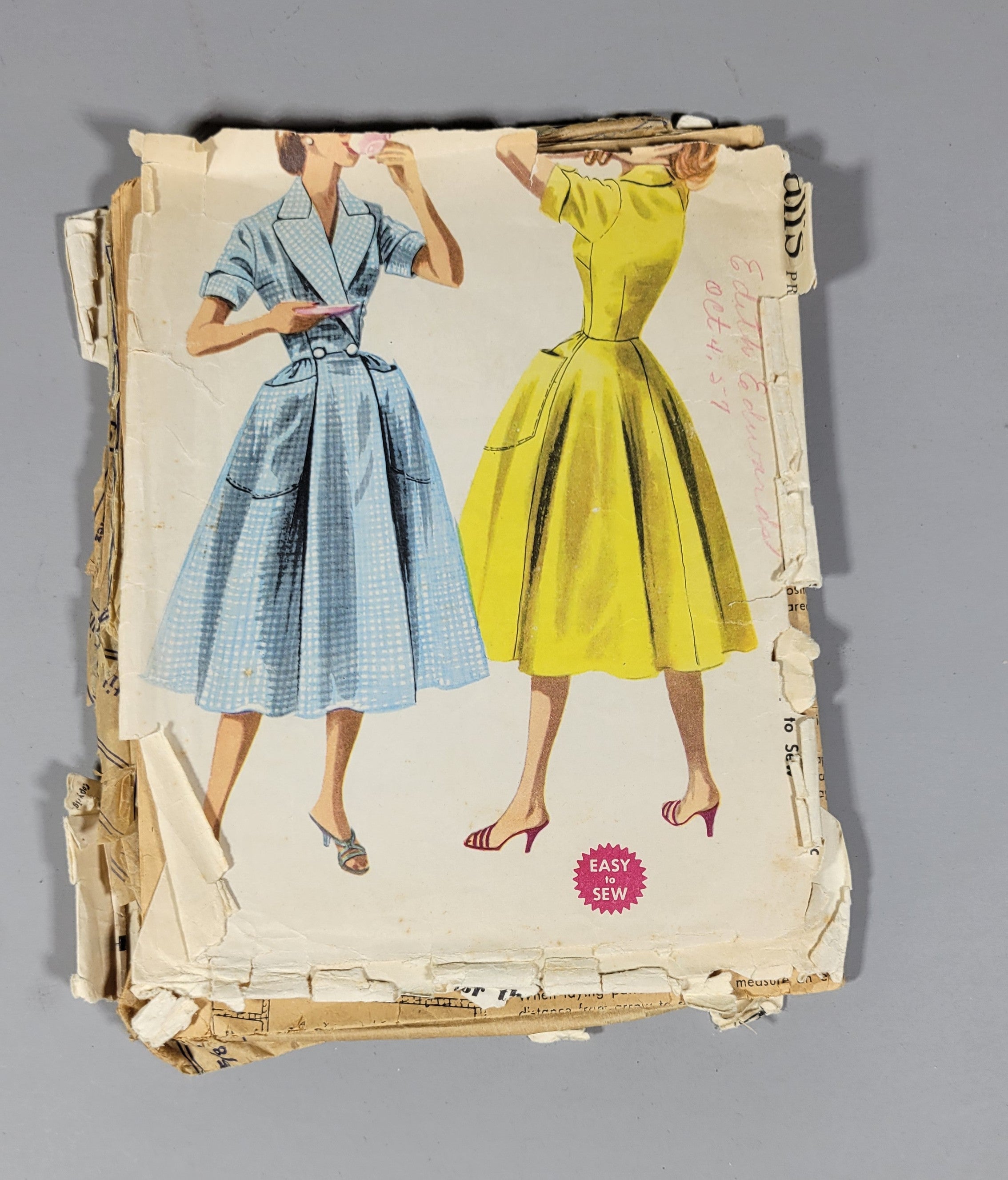 McCall's 3416 Pattern, ca 1957. Dress. Size 12, Bust 30, Wasit 25, Hip 33.