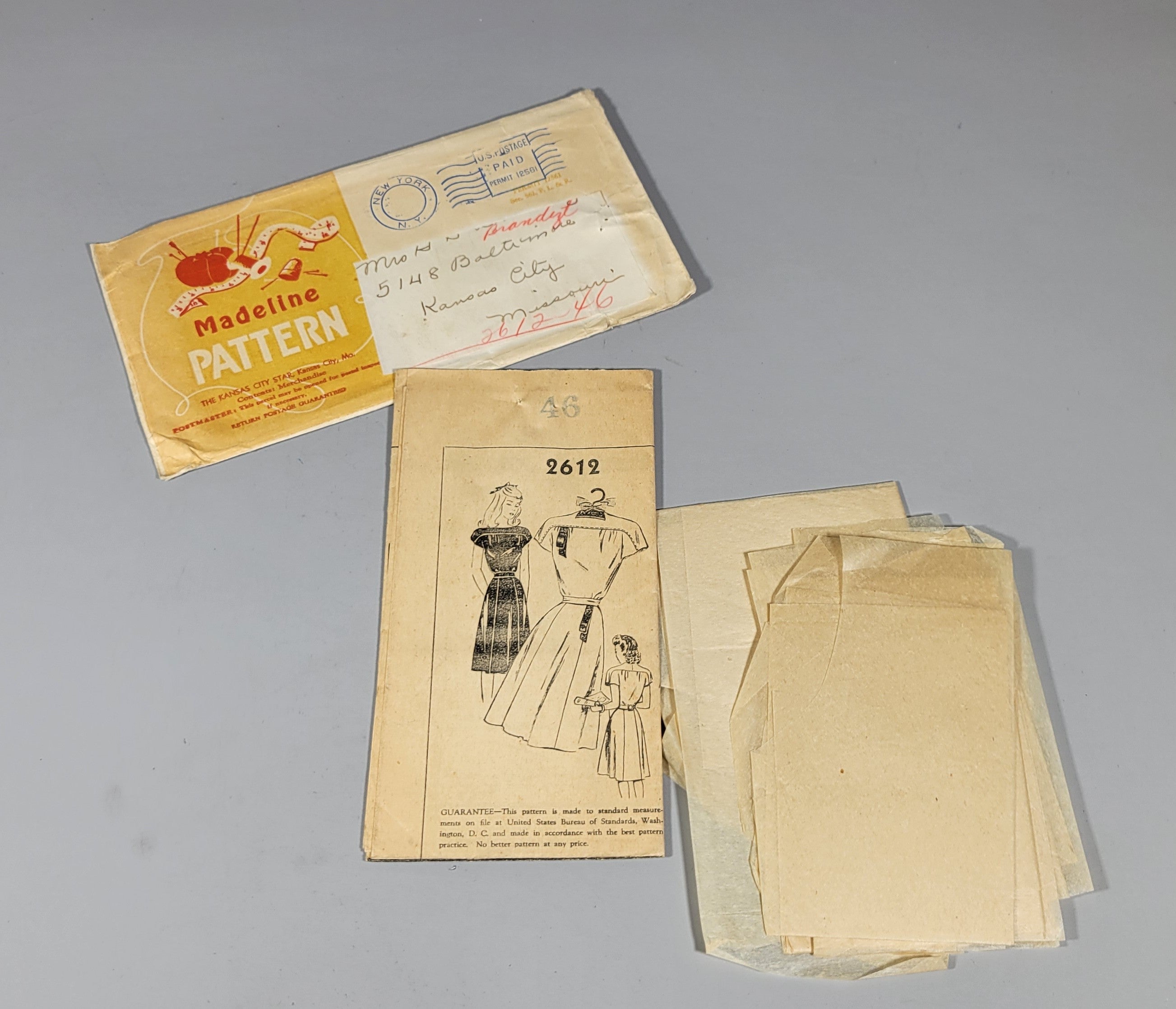 Madeline Pattern from The Kansas City, Star, Kansas City, Mo. 2612.