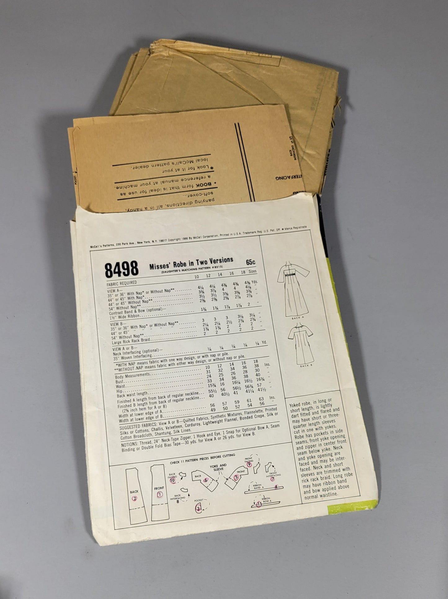 McCall's 8498 Pattern, ca 1966.