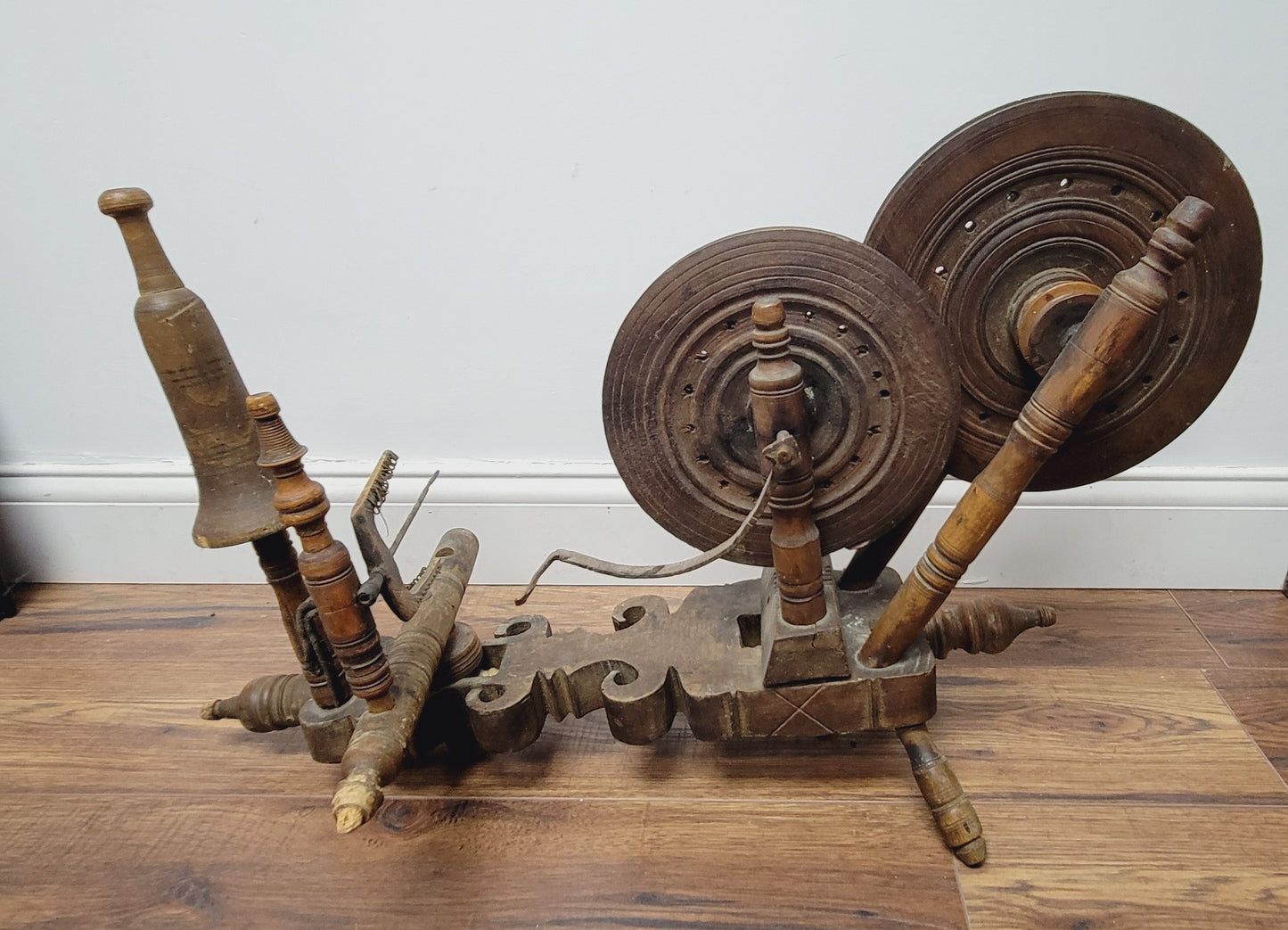 Antique Anatolian Charkha Table Top Spinning Wheel Wood Tool for Cotton