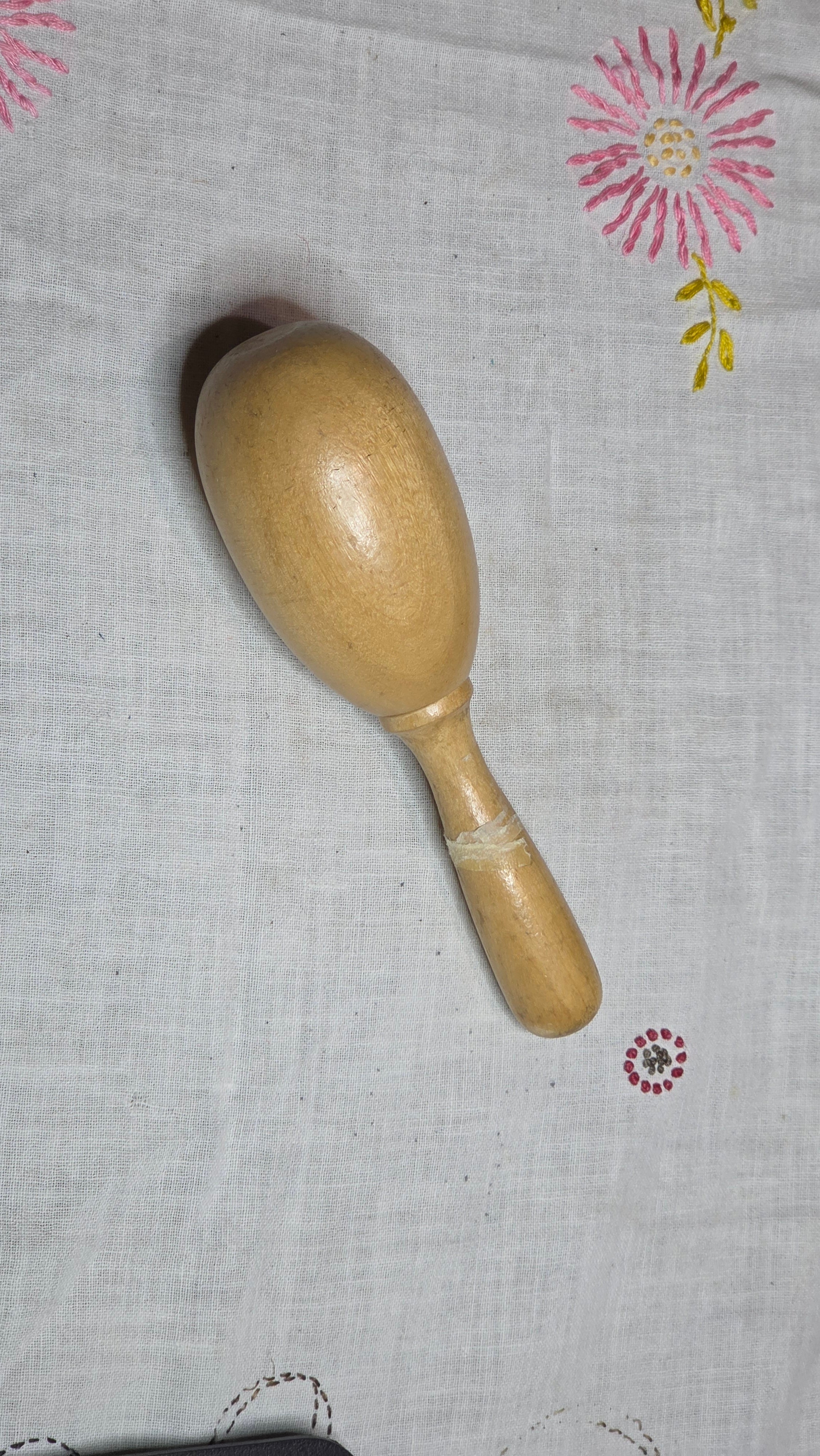 Darning Sock Egg Vintage Wood Oval Tan 6" Length