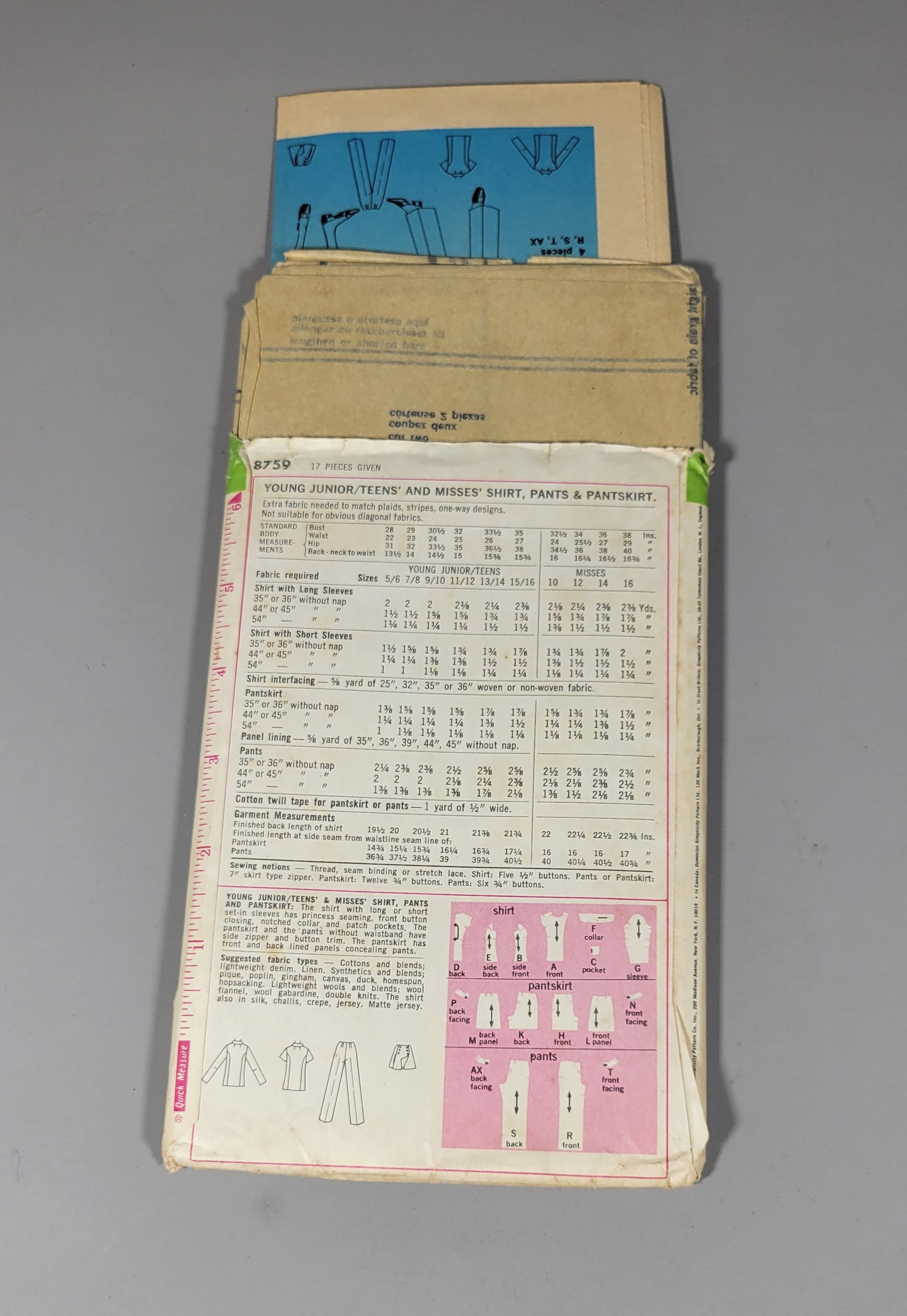 Simplicity 8759 ca 1970. Size 13/14 Bust 33 1/2 Waist 26 Yng Jr / Teen.