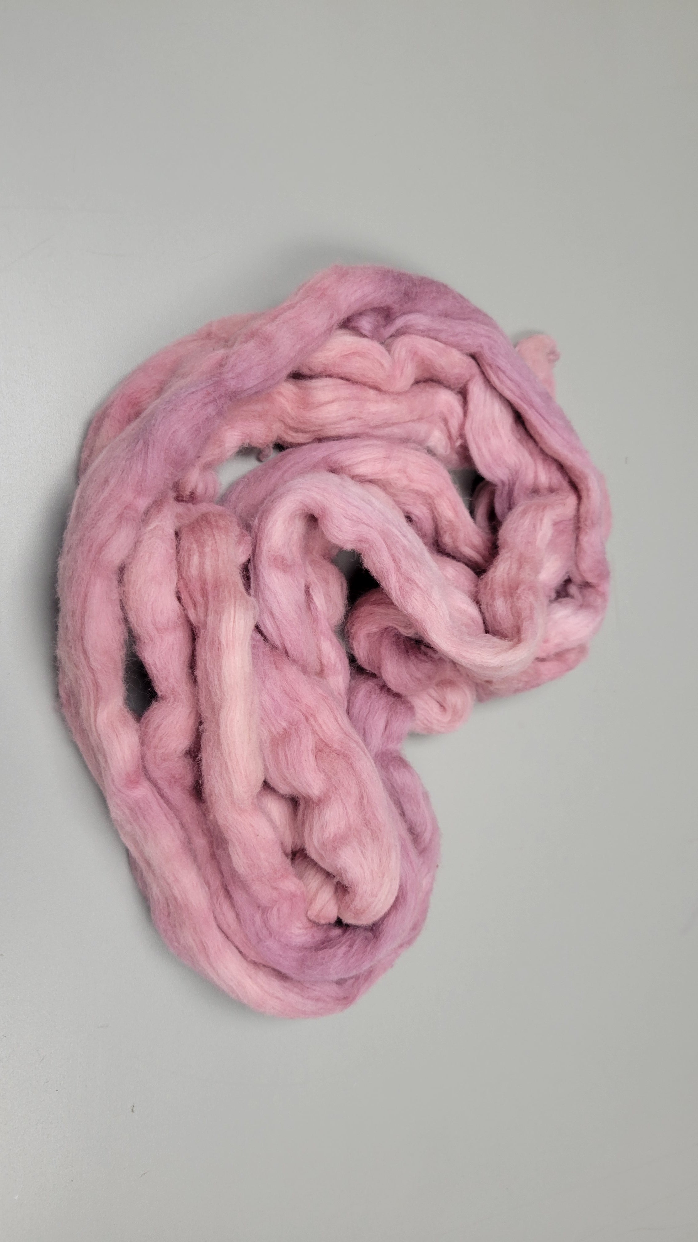 Cotton, 1/2 oz (0.5 ounce) Dyed Conventional Cotton Sliver, Small Batch Studio Dyed (Mauve 7-25)