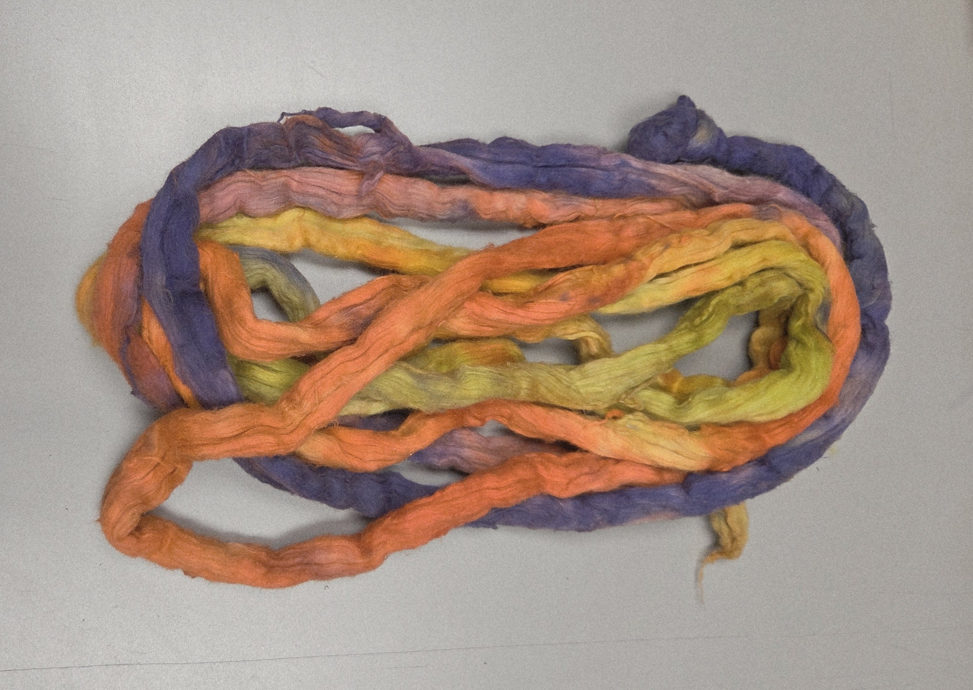 Cotton, 1/2 oz (0.5 ounce) Dyed Conventional Cotton Sliver, Small Batch Studio Dyed (Rainbow)