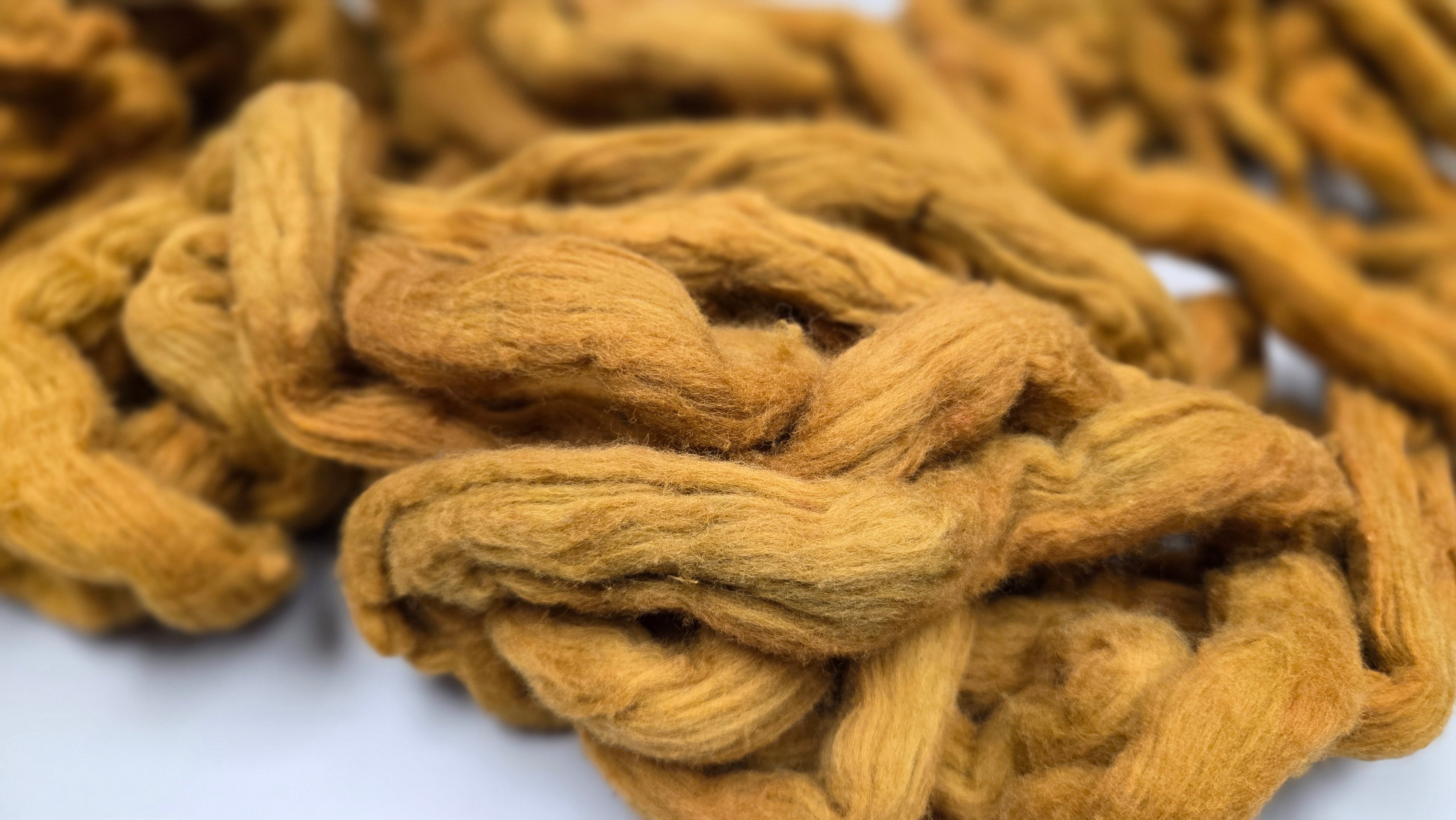 Cotton, 1/2 oz (0.5 ounce) Dyed Conventional Cotton Sliver, Small Batch Studio Dyed (Bronze DD)