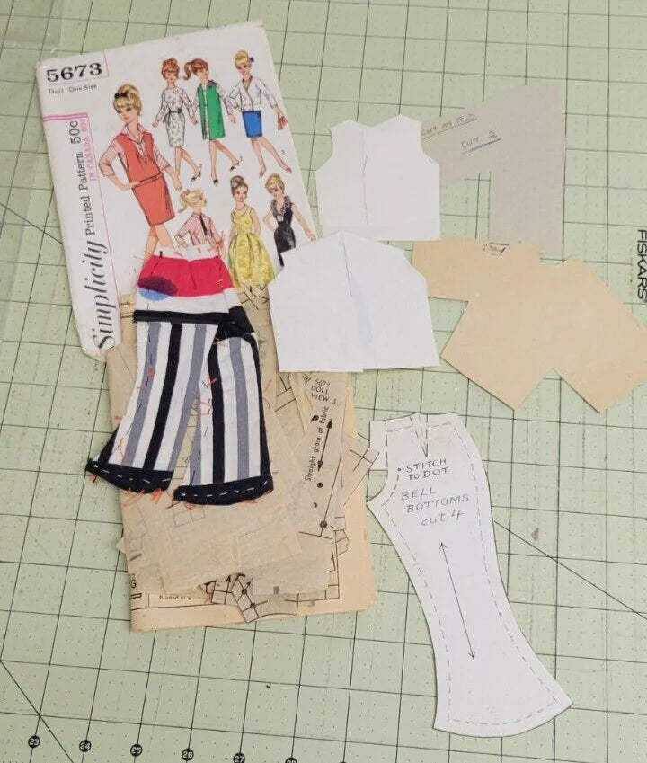 Simplicity 5673 Pattern Crafts Doll Clothes 60s Fashion c 1964 Cut