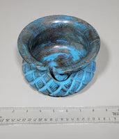 Yarn Bowls Blue Hand Carved from Reclaimed Mango Wood