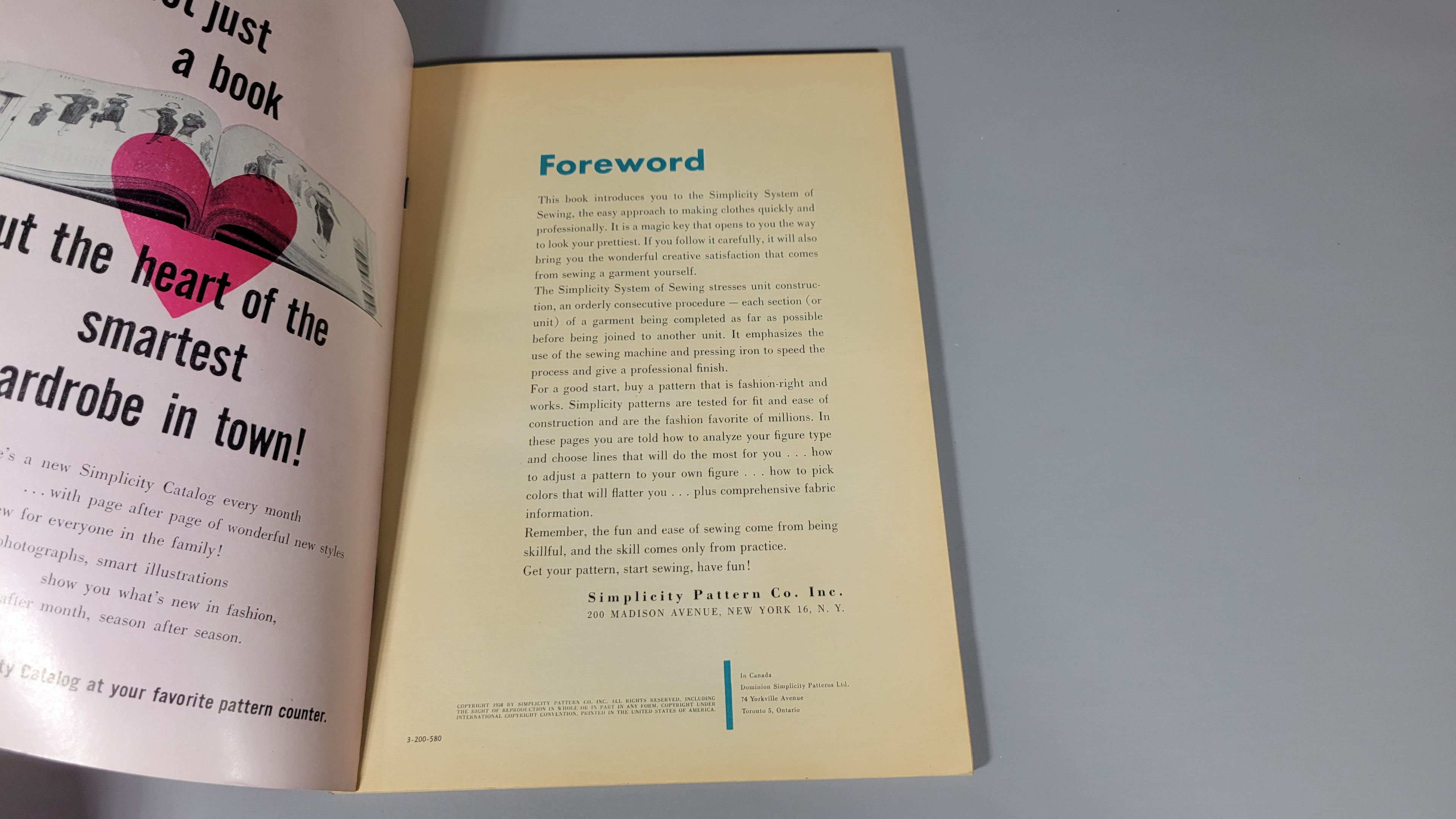 Simplicity Sewing Book, ca 1958. Instructions and Tips for Learning to Sew