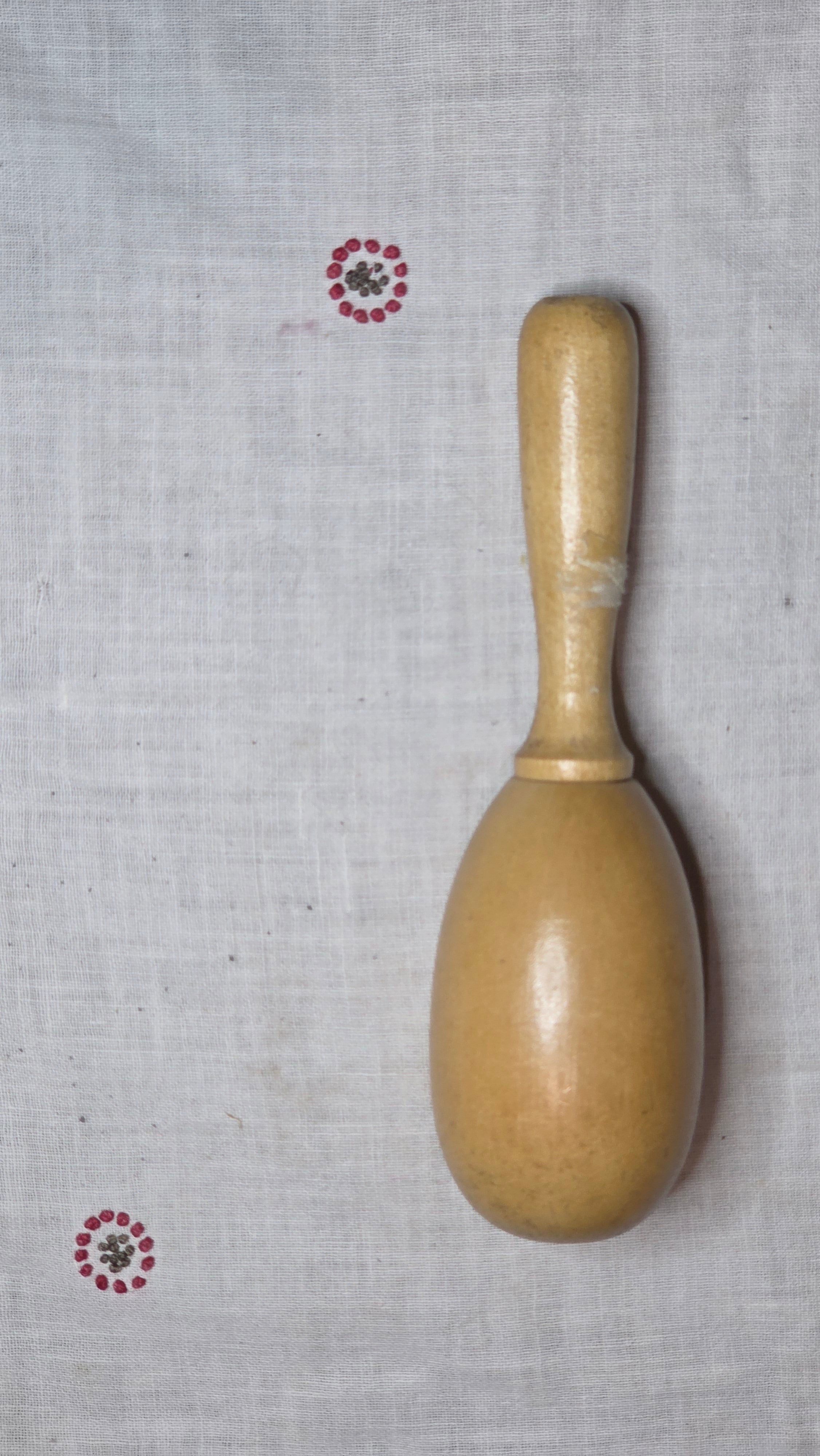 Darning Sock Egg Vintage Wood Oval Tan 6" Length