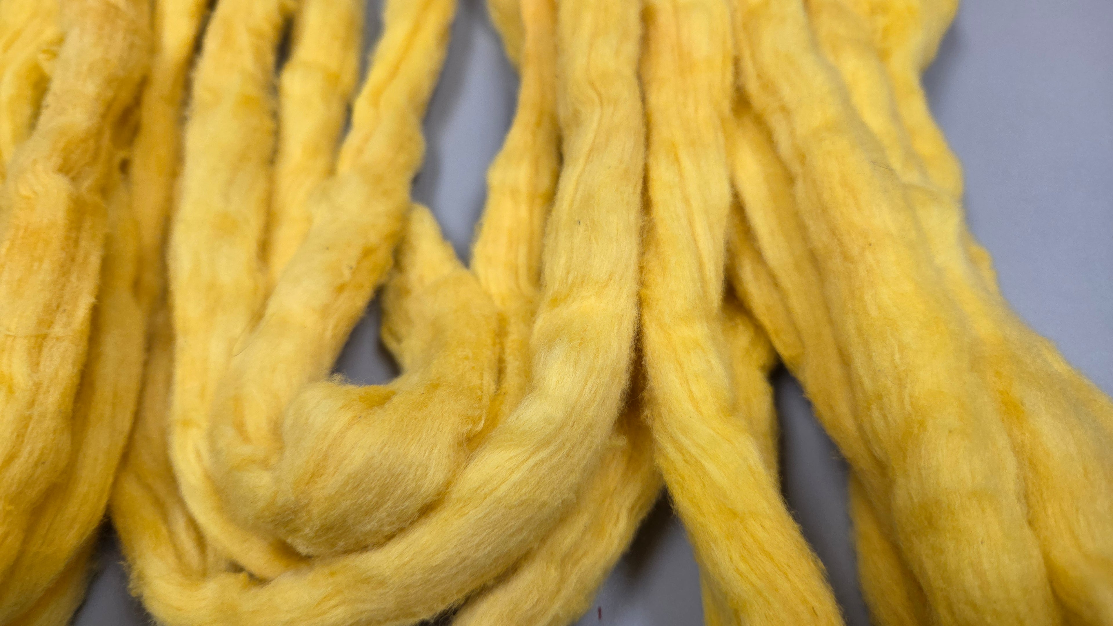 Cotton, 1/2 oz (0.5 ounce) Dyed Conventional Cotton Sliver, Small Batch Studio Dyed (Gold)