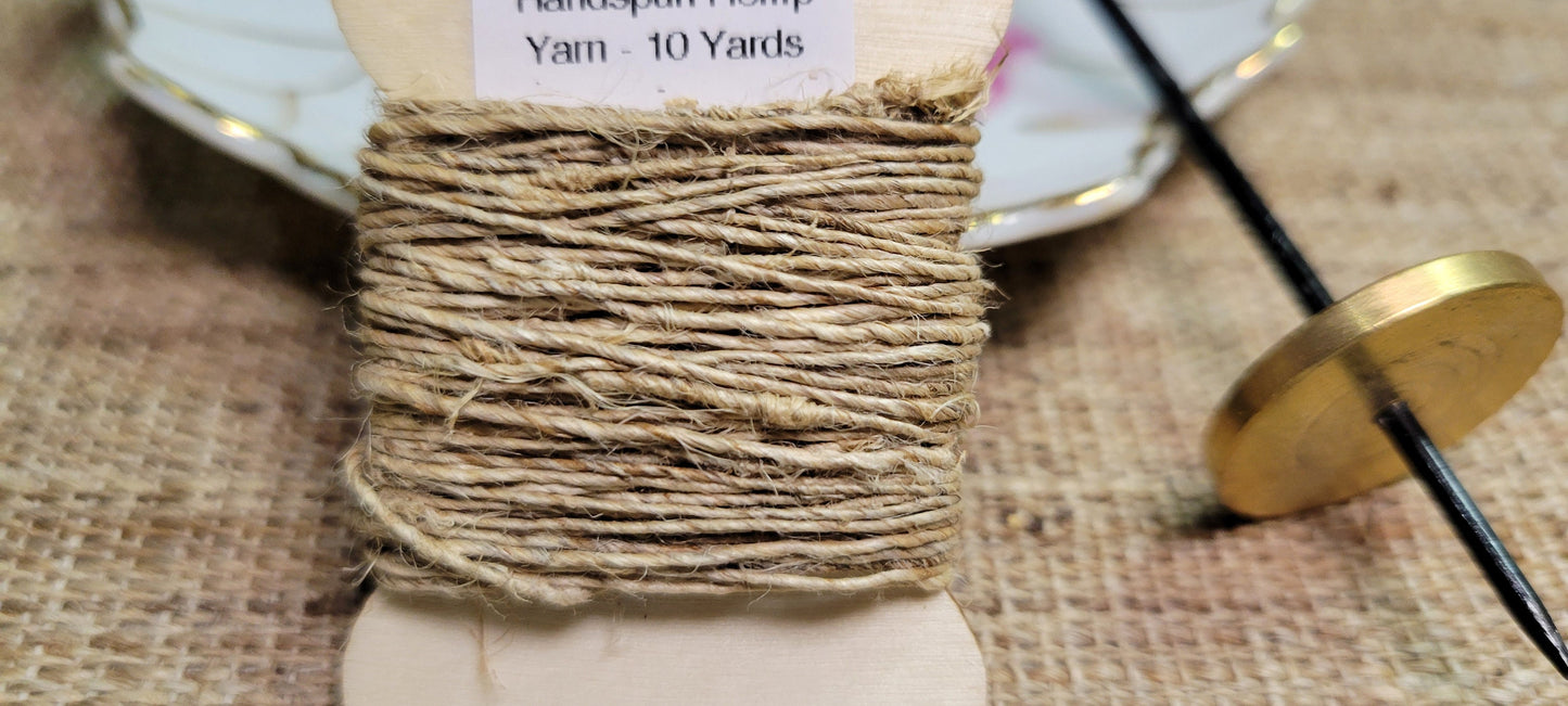 Hemp Yarn, 10 Yards, Hand Spun, Natural Fiber. Great for Slow Stitch, Embroidery, Mending, Crafts and Fiber Arts. Bobbin.