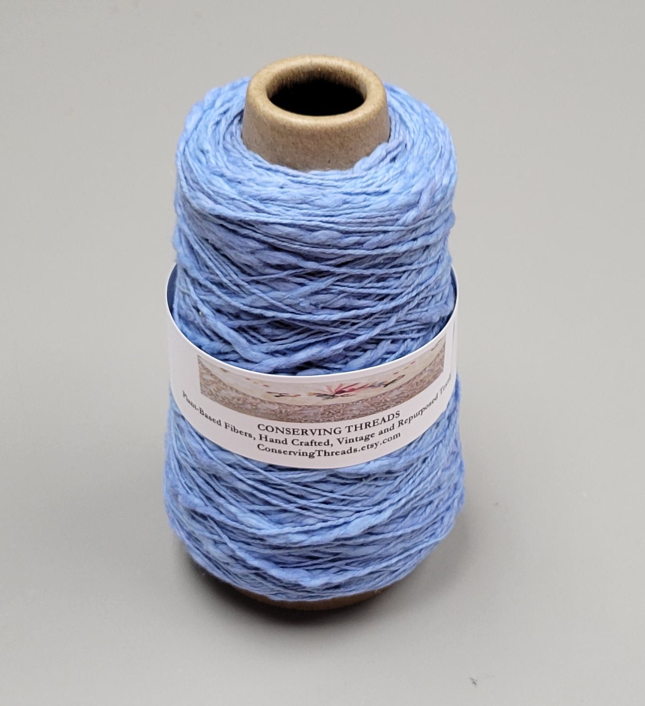 Cotton Yarn Blue, Hand Spun, 2 Ply Fingering Weight on Cone.