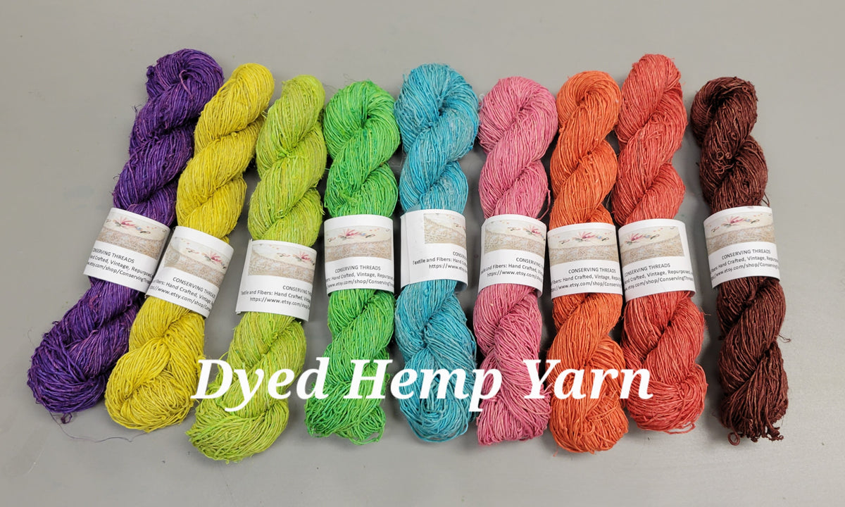 Hemp Dyed Yarn. Orange. Hand-Spun Skein, 200 Yards.