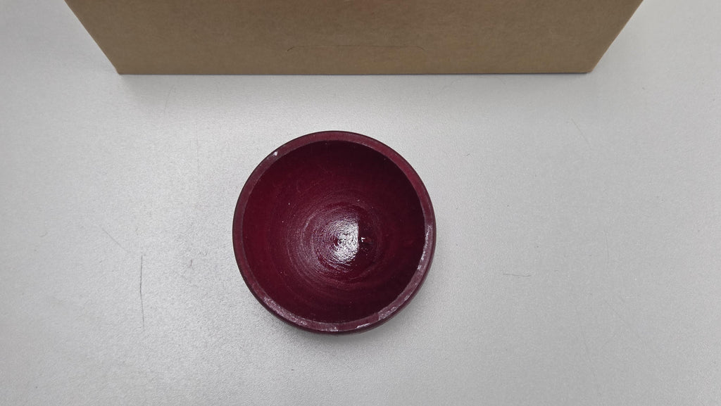 Spin Cotton Fiber Kit. Natural Upland Cotton Sliver. Hand-Painted Wood Support Bowl and Brass Tahkli Spindle. SK19 Red
