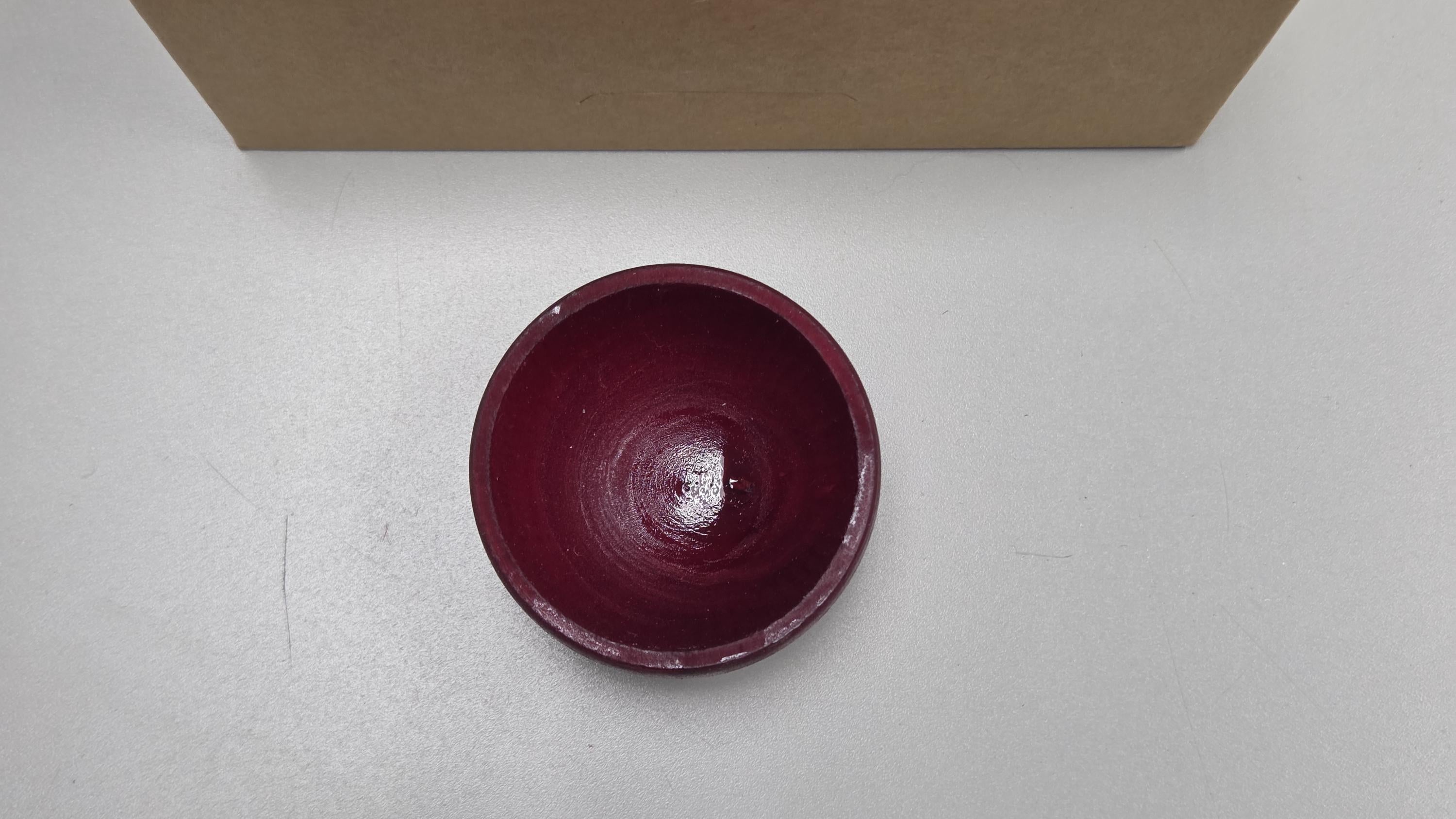Spin Cotton Fiber Kit. Natural Upland Cotton Sliver. Hand-Painted Wood Support Bowl and Brass Tahkli Spindle. SK19 Red