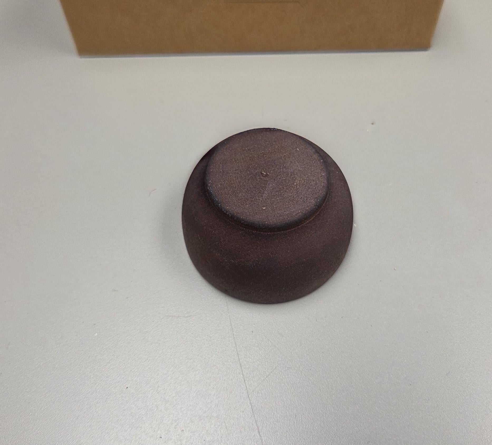 Spin Cotton Fiber Kit. Painted Wood Support Bowl & Brass Thakli Spindle. Brown