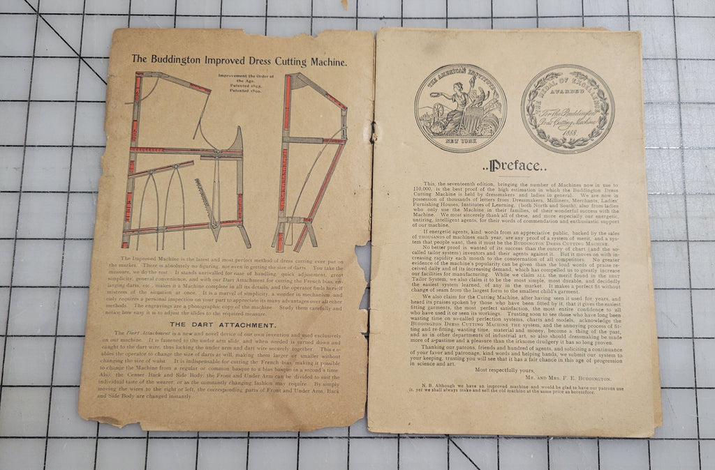 Buddington Dress Cutting Machine Seventh Edition, 1893 Original