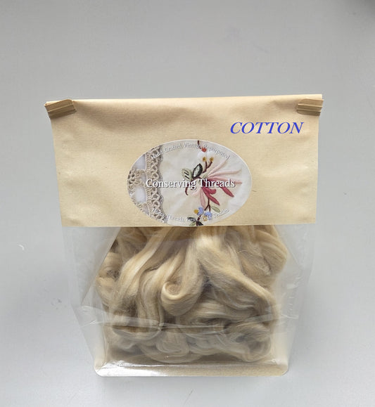 Green + White Cotton Fiber Sliver, Combed, Natural Color, 1 oz