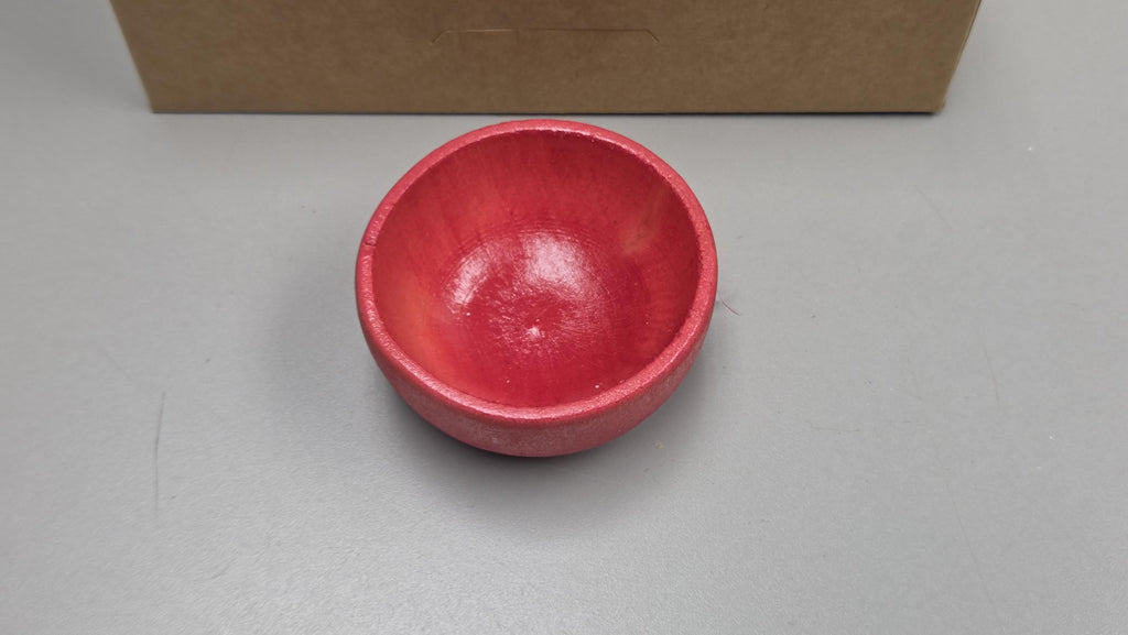 Spin Cotton Fiber Kit. Natural Upland Cotton Sliver. Hand-Painted Wood Support Bowl and Brass Tahkli Spindle. SK31 Red
