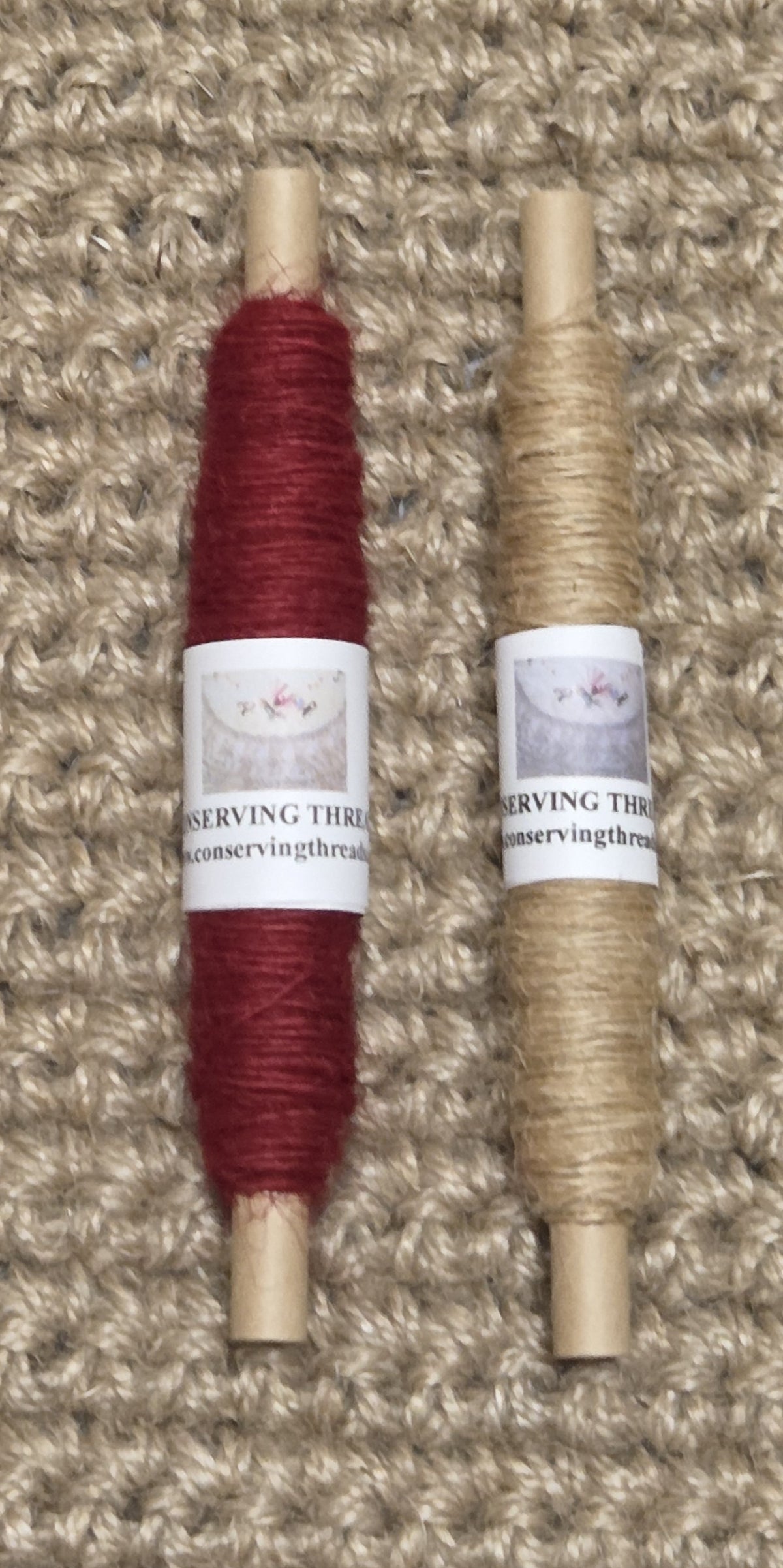 Thread Jute. 25 Yards Bobbin. Lace Weight. Red.