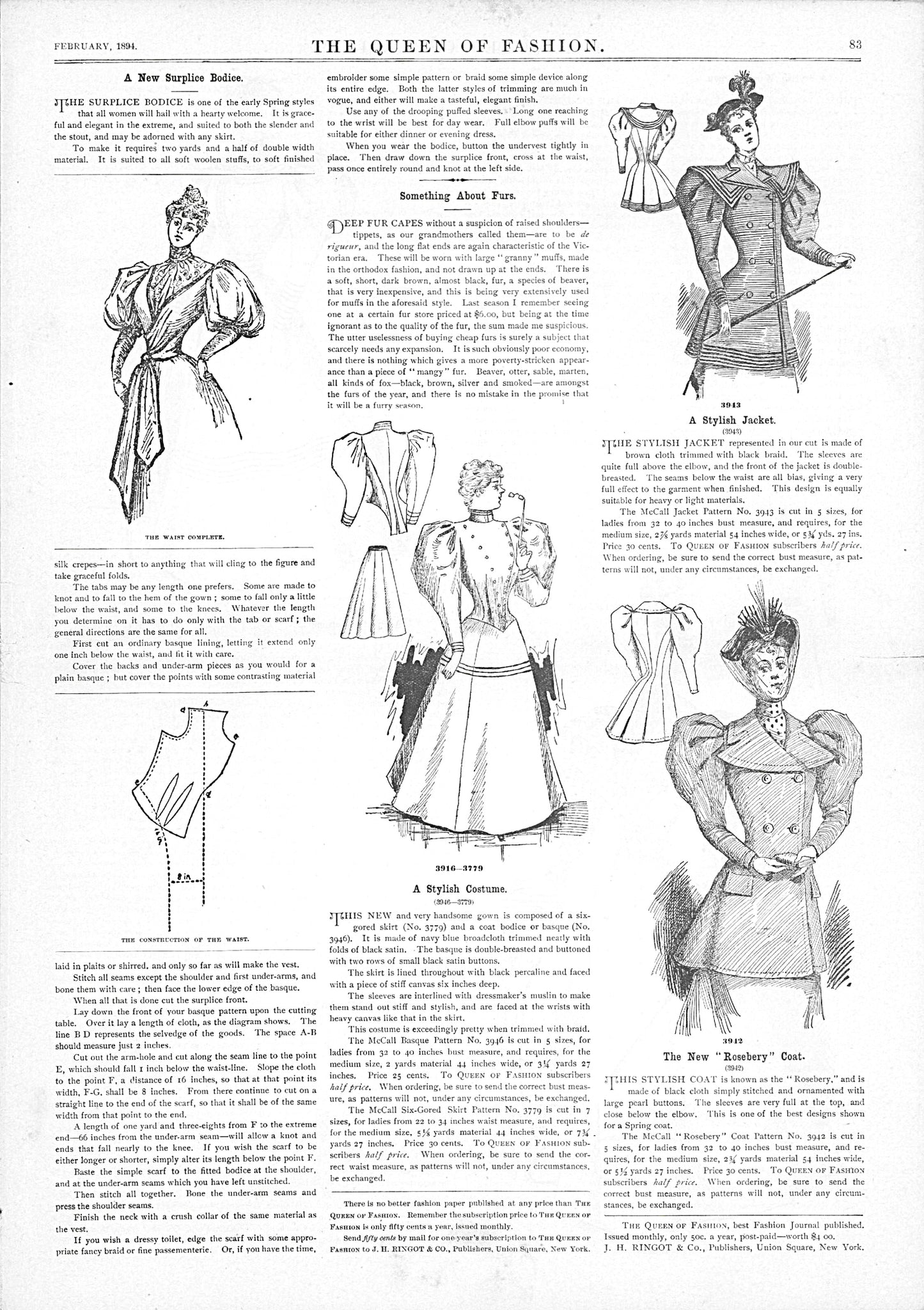 📥 The Queen of Fashion, February 1894, Vol 21 No 6. E-book INSTANT DOWNLOAD.