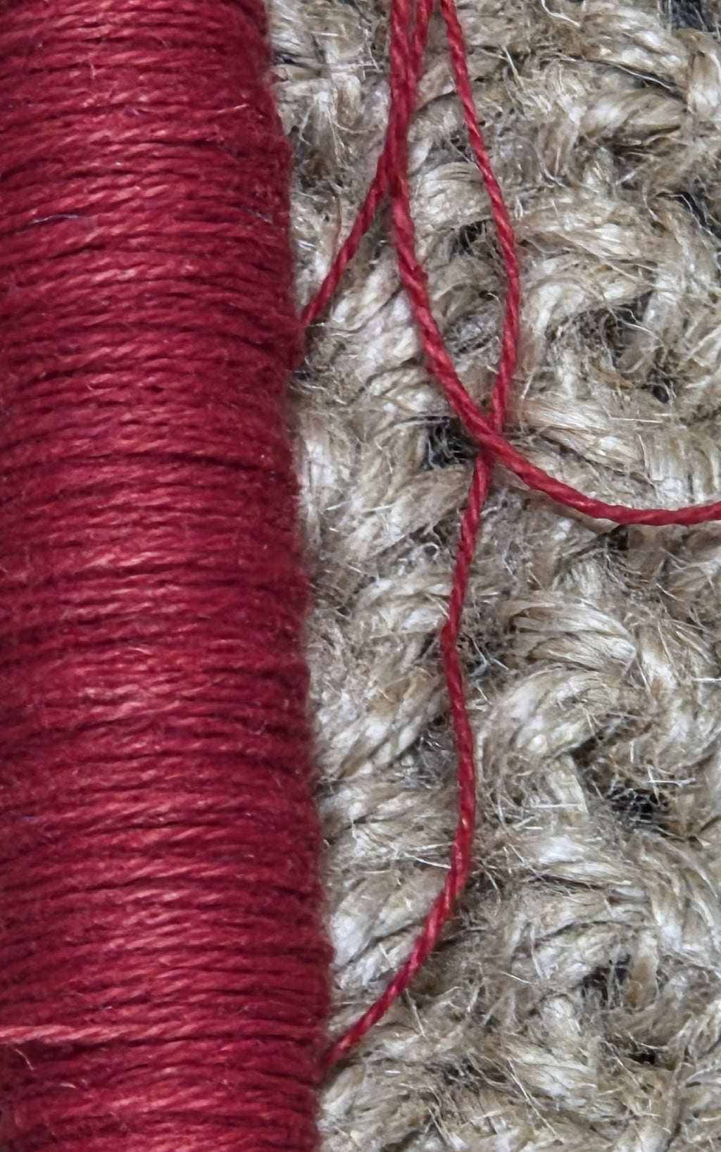 Thread Cotton + Hemp Blend, 25 Yards Spool. Red.